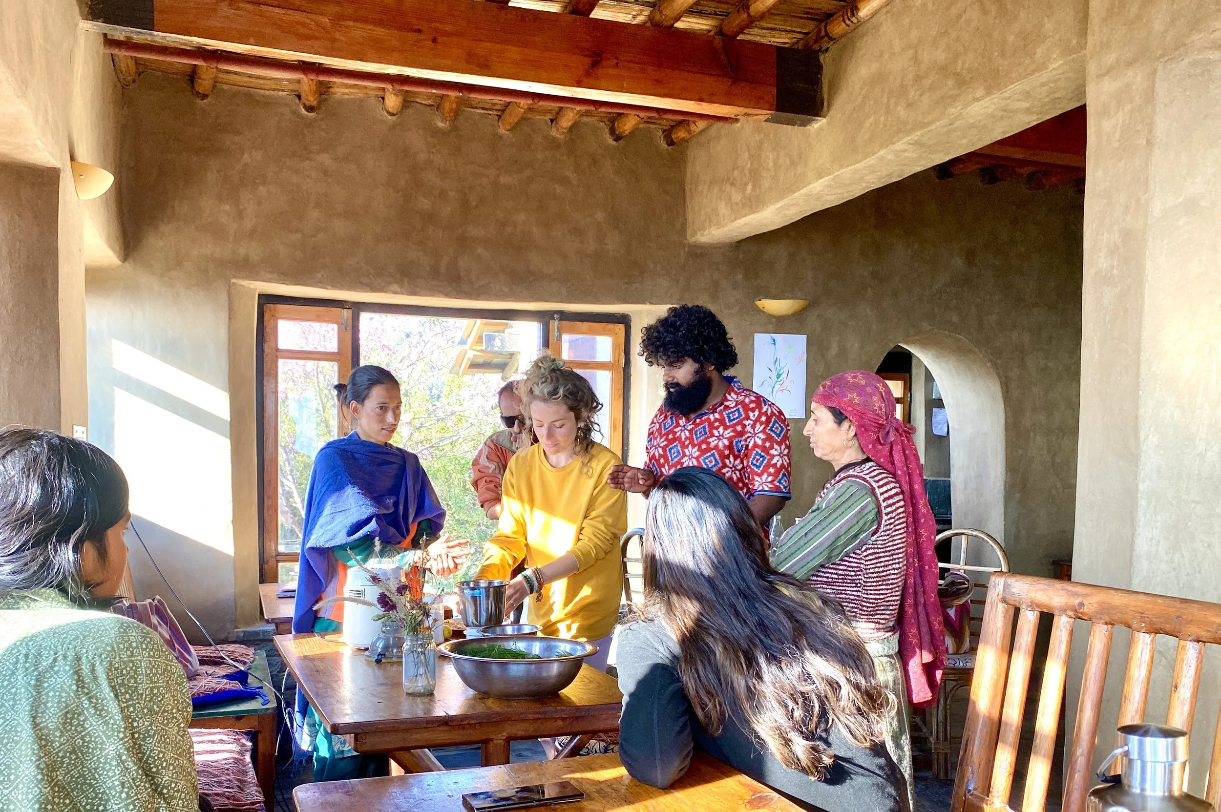 Amy leading a group cooking session