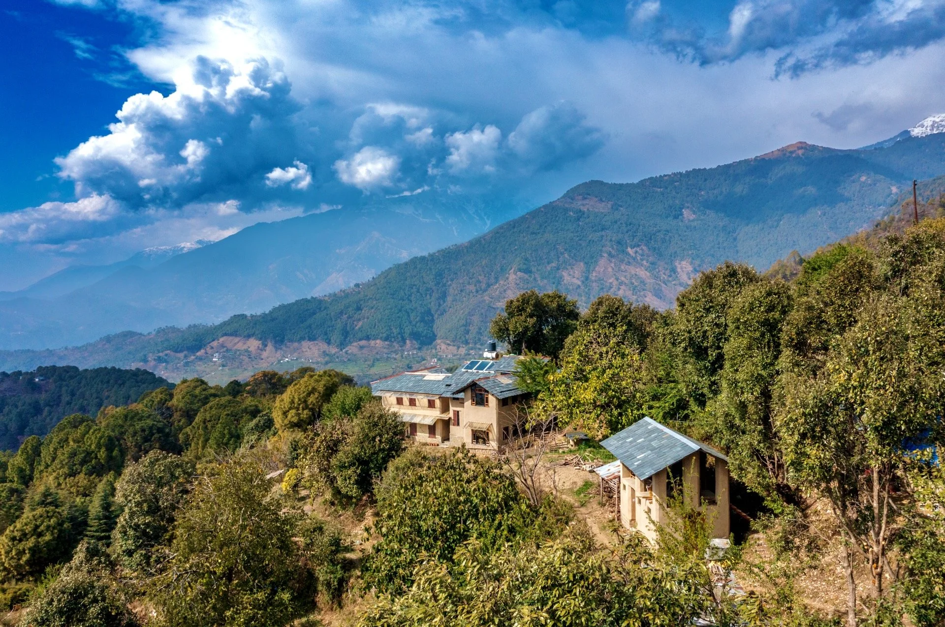 Dharmalaya Institute from above