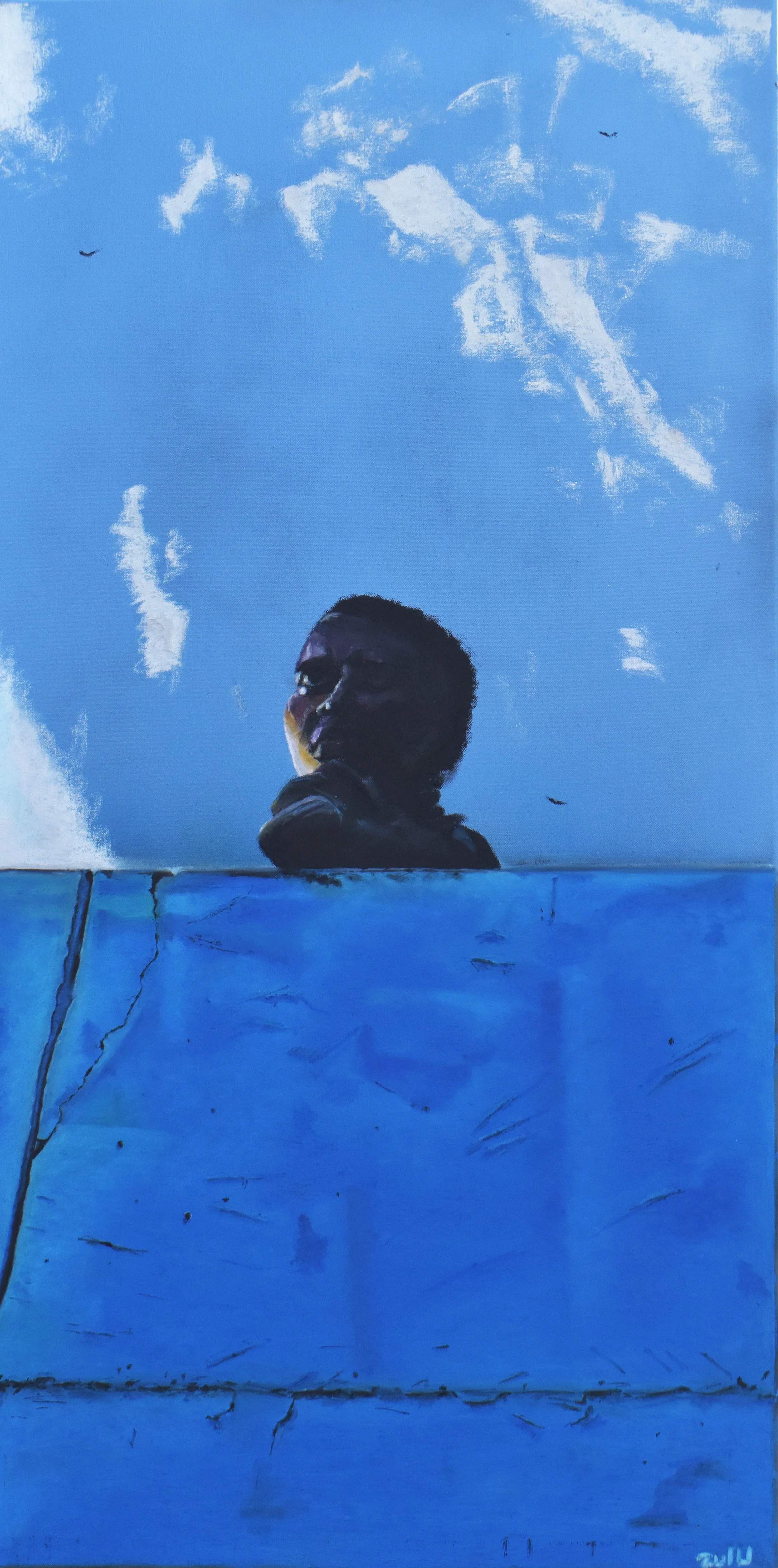 "Why does the sun set red when the sun is blue?"
Oil pastel Spray paint
24 x 48 