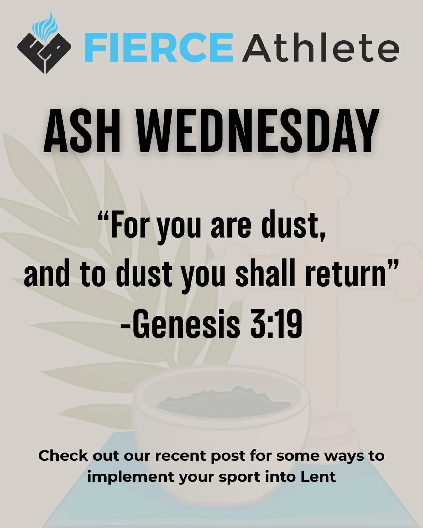 Today is Ash Wednesday, Happy Lent! 🤍🙏🏼 #fierce #fierceathlete #ashwednesday