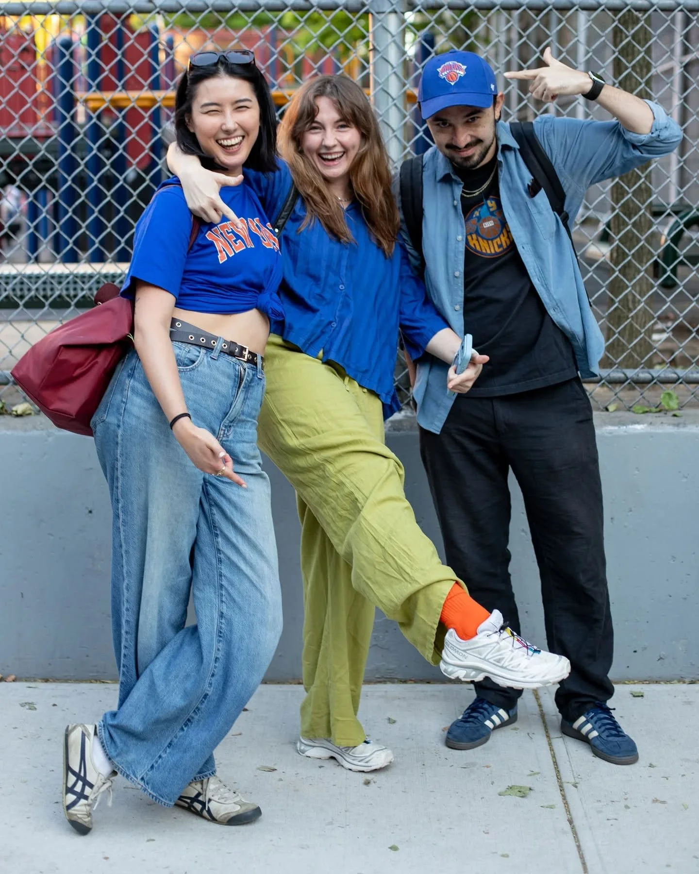 Knicks fans united! Lots of orange and blue. There are different levels of fans ranging from casual or new to the diehards. All are welcome. I'm a diehard fan and it's cool seeing waves of people rooting for the Knicks. 

Taking these photos is easie