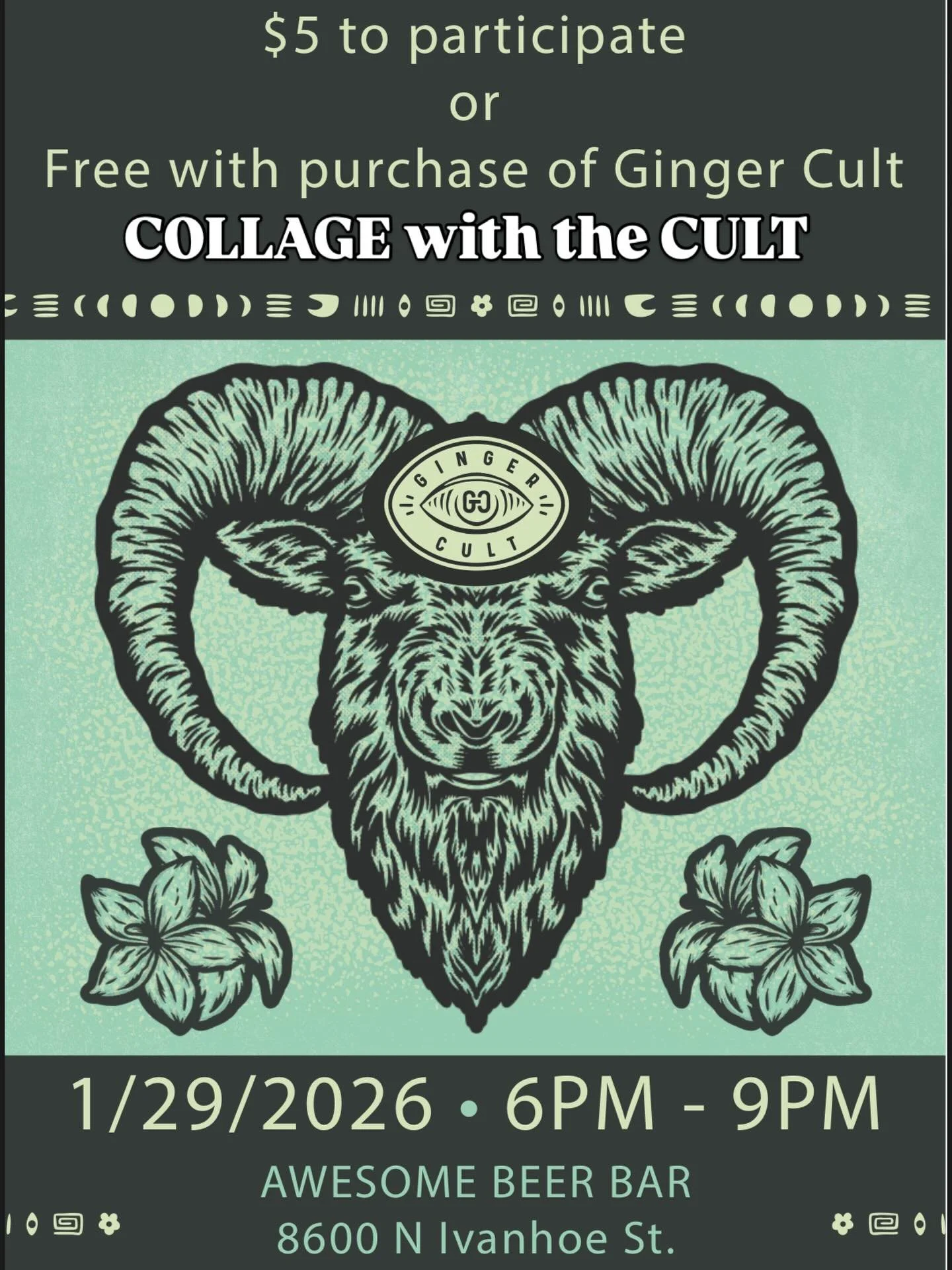 Come join us @awesomebeerbar on THURSDAY, 1/29/26 for a COLLAGE NIGHT with the CULT. 6-9pm.