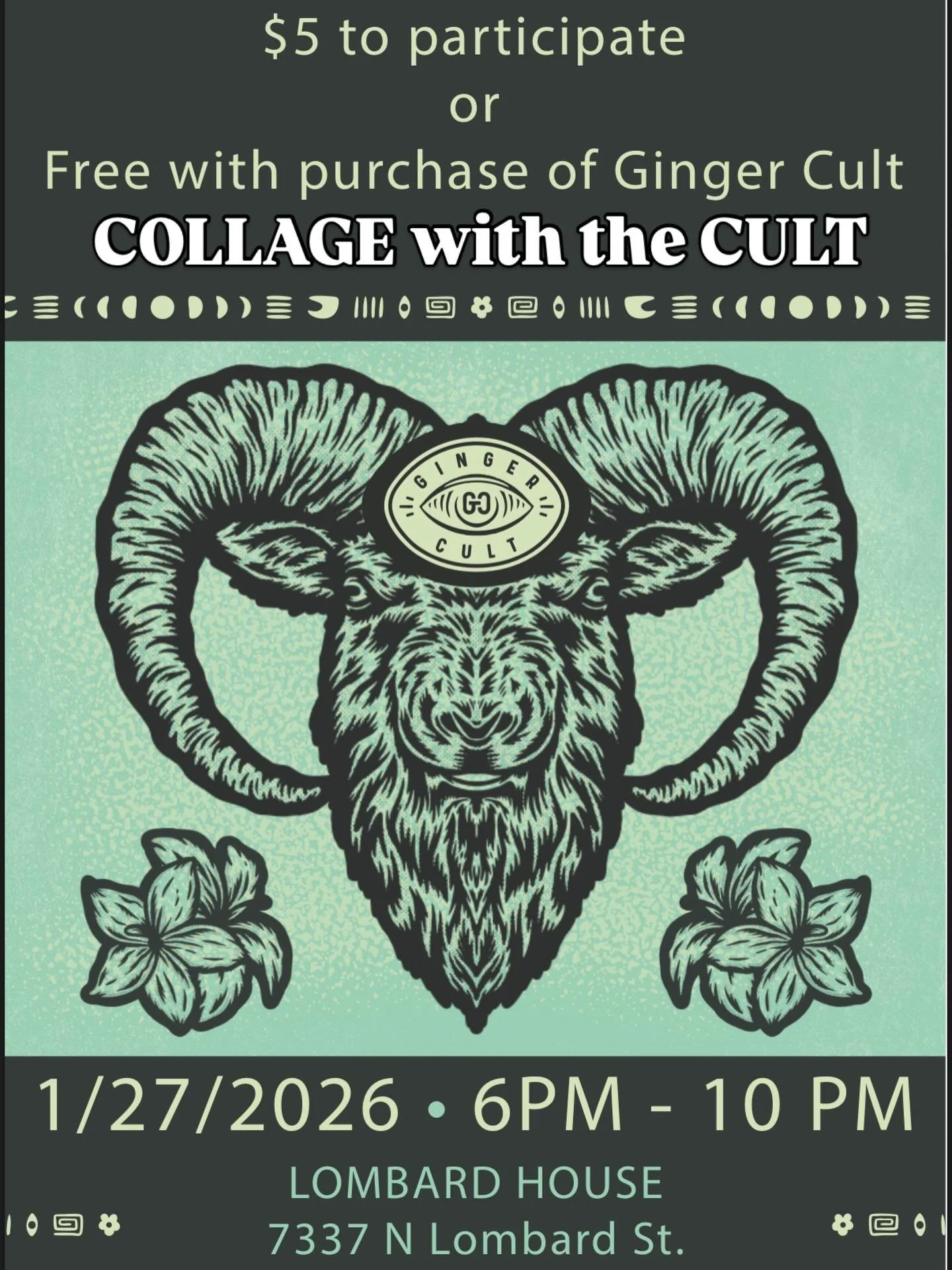 Come join us @lombardhousebeer on Tuesday, 1/27/26 for a COLLAGE NIGHT with the CULT. 6-10 PM.