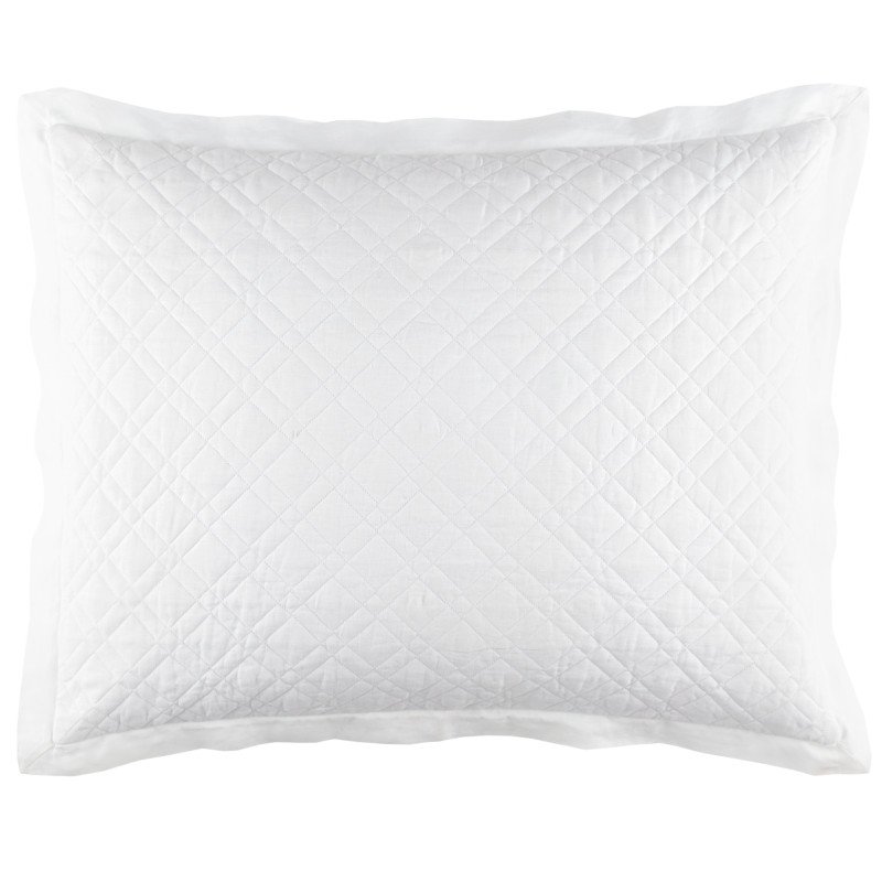 Washed Linen White Quilted Sham