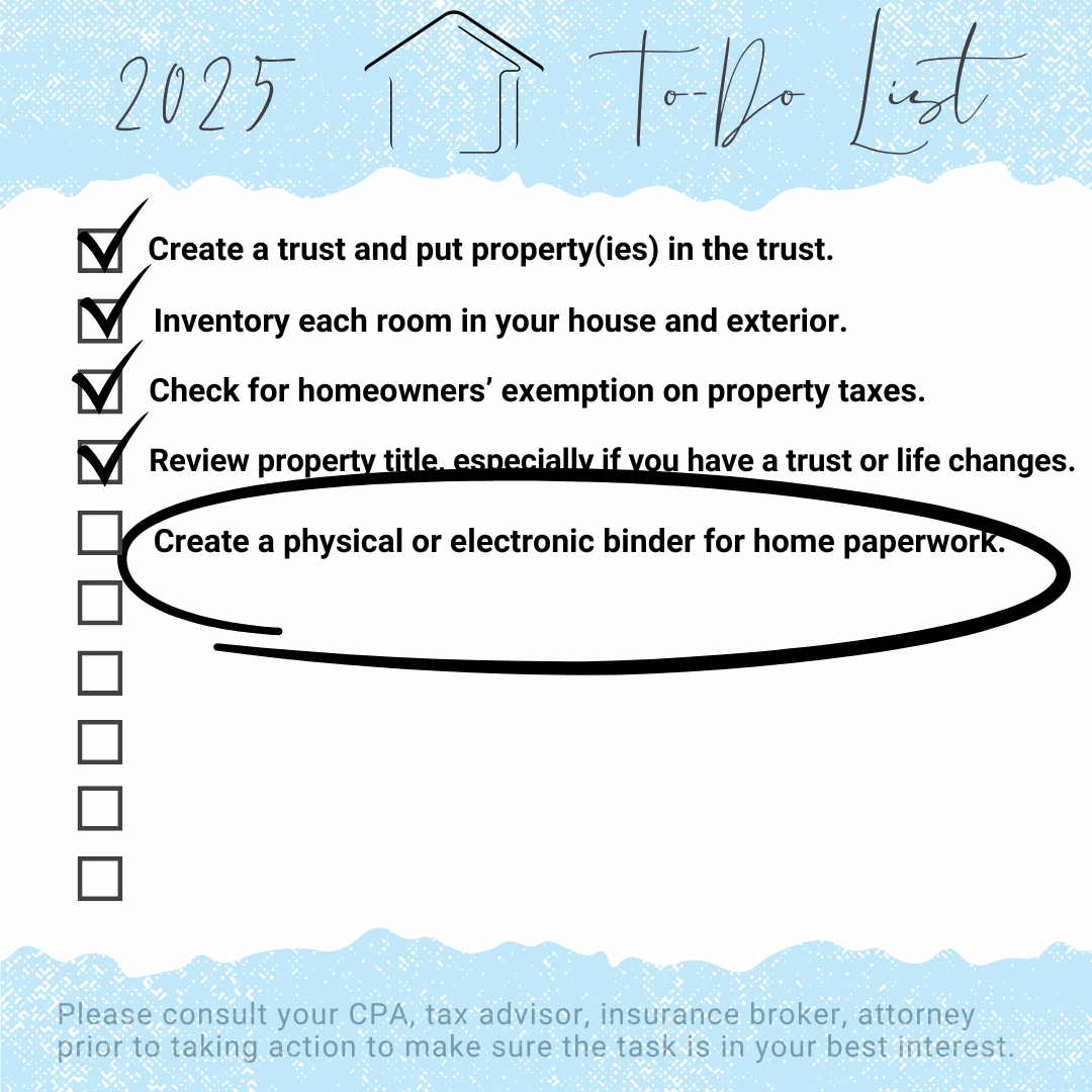 2025 To-Do List: Homeowner Binder