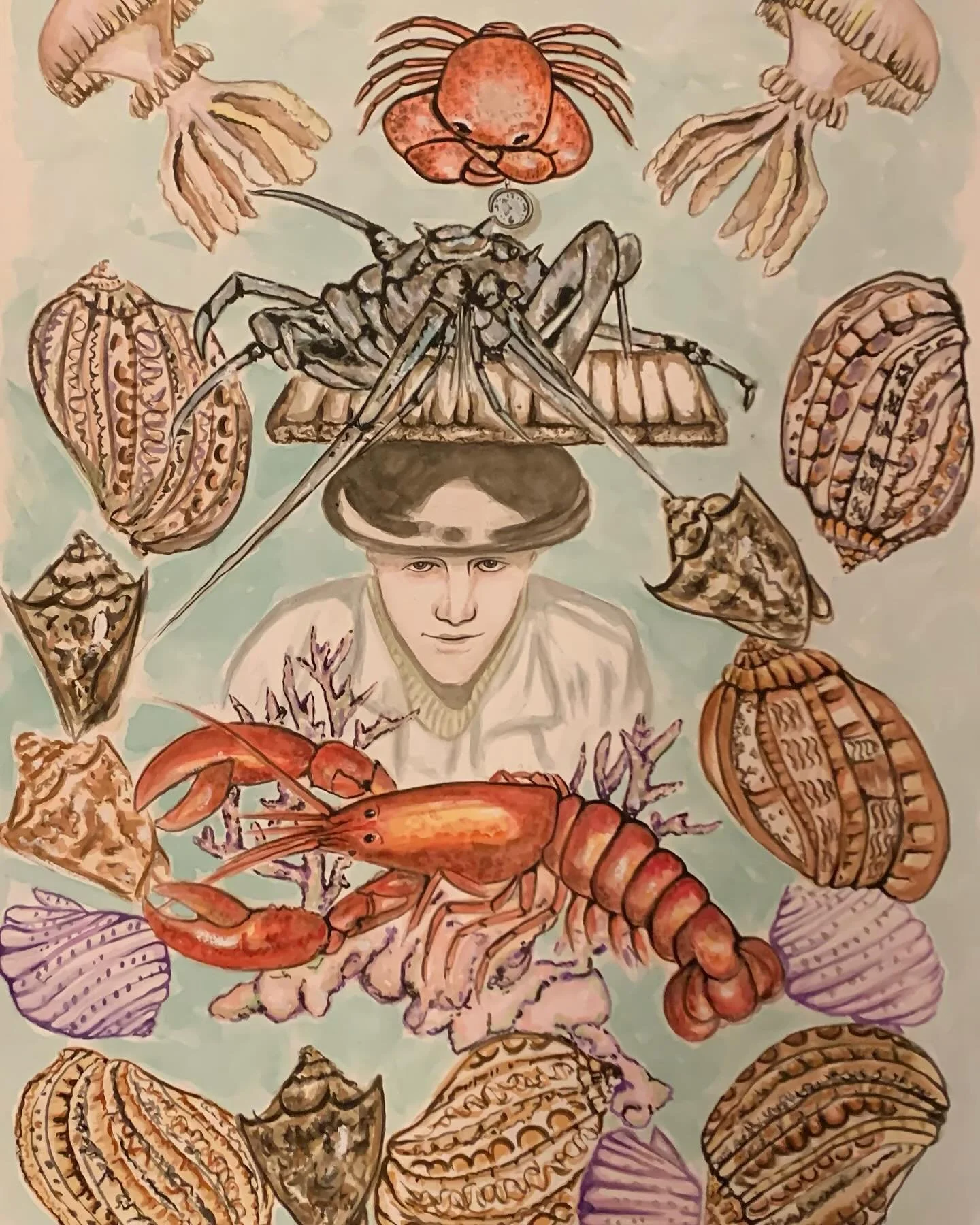 Lobster Man, watercolor.
#sea #watercolor #crustacean #crab #lobster #illustration #illustrator #painter #artist #southjerseyartist #atlanticocean #oceanconservation