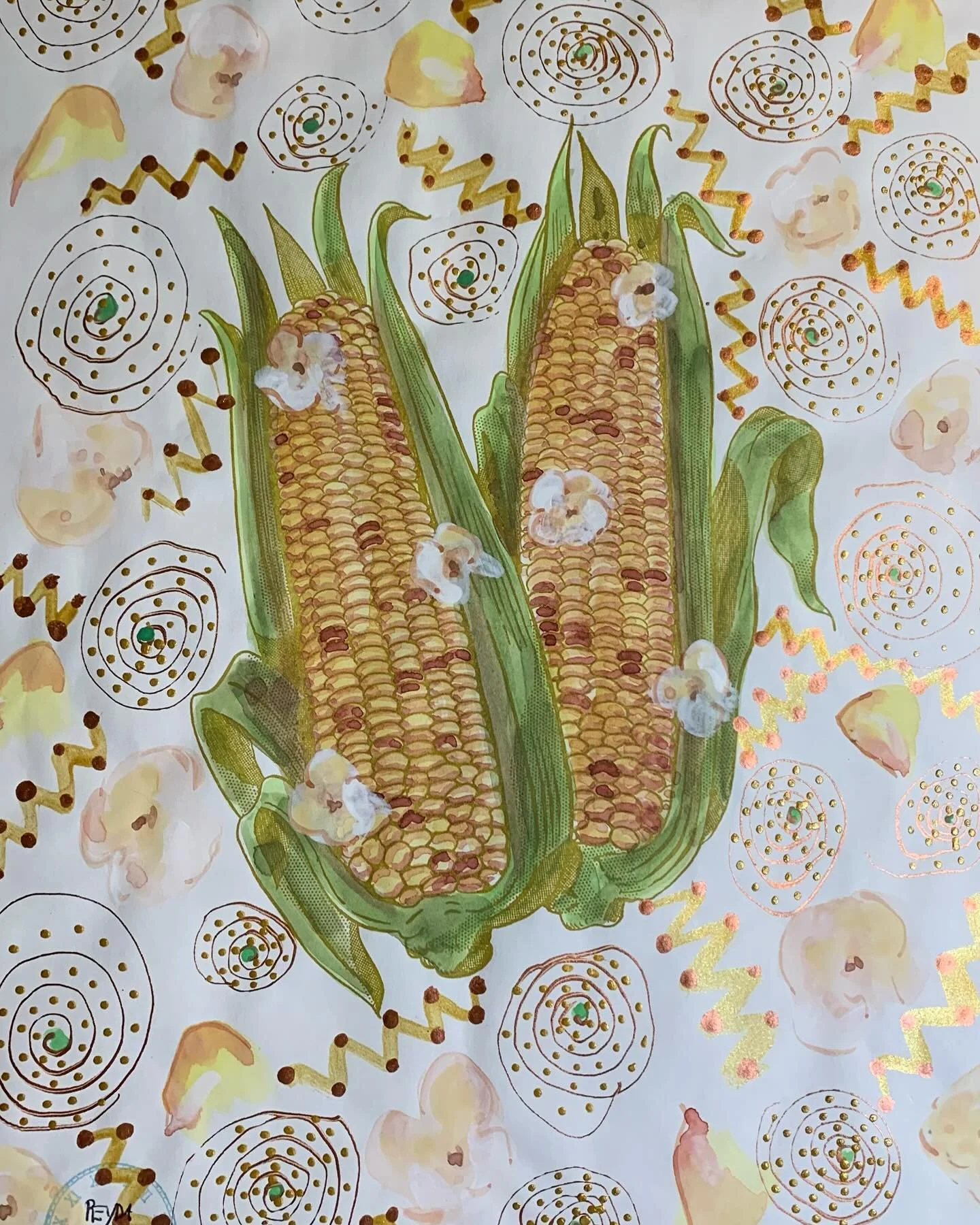 Pop Art Pop Corn, letterpress print and watercolor.
Kept the corn prints too close to the heater and it started popping.
#letterpress #corn #ink #popcorn #earsofcorn #prints  #antiquemachine #Vintageplates #Indiancorn #popart #studio
