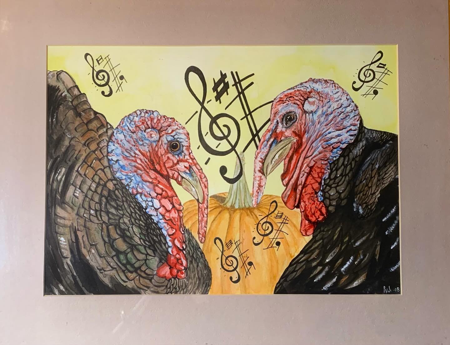 Shasta, watercolor.
The Tom turkey who loved classical music and created his own music.  #illustration #watercolor #turkey #Thanksgiving #petturkey #traditionalart