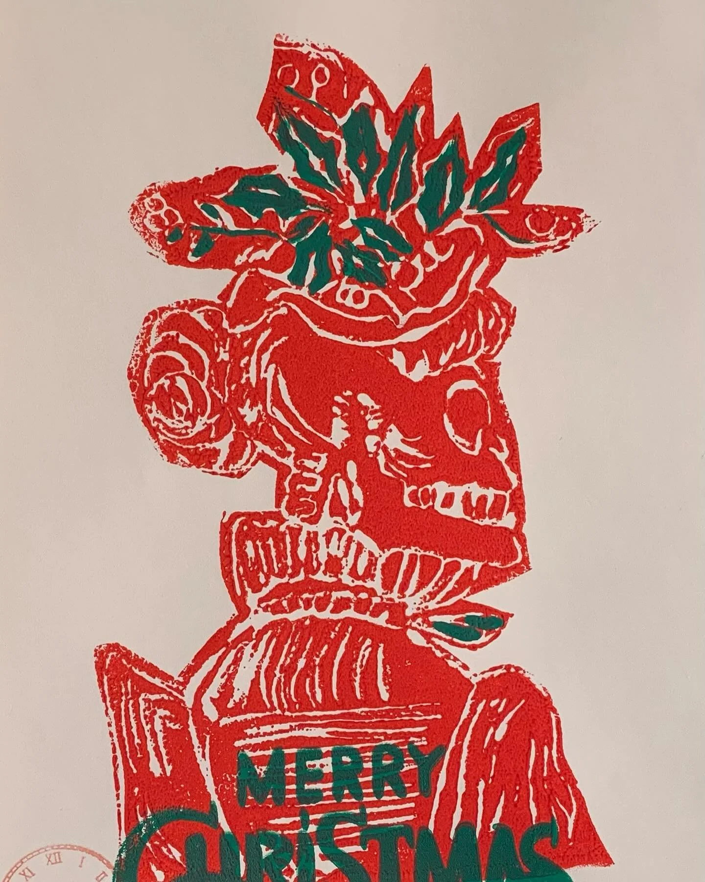 Christmas card from a few years back; styrofoam print, ink.
#print #styrofoam #ink #skeleton #holly #redandgreen #strange #ink  #goth #Christmascard