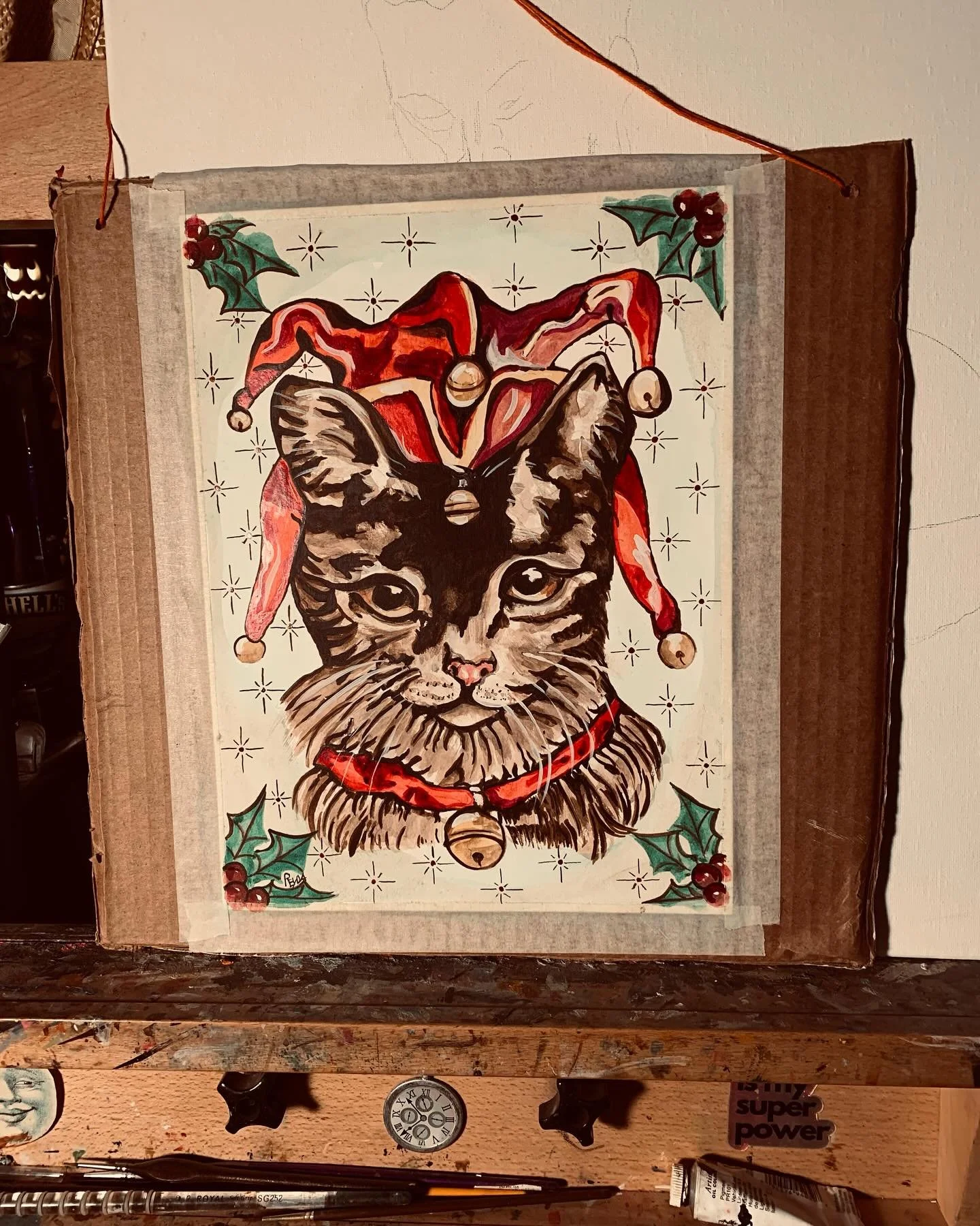 Merry Orthodox Christmas!
Christmas cat card, watercolor, quick sketch.
 #catcard #Christmas #card #greeting #traditionalart #watercolor