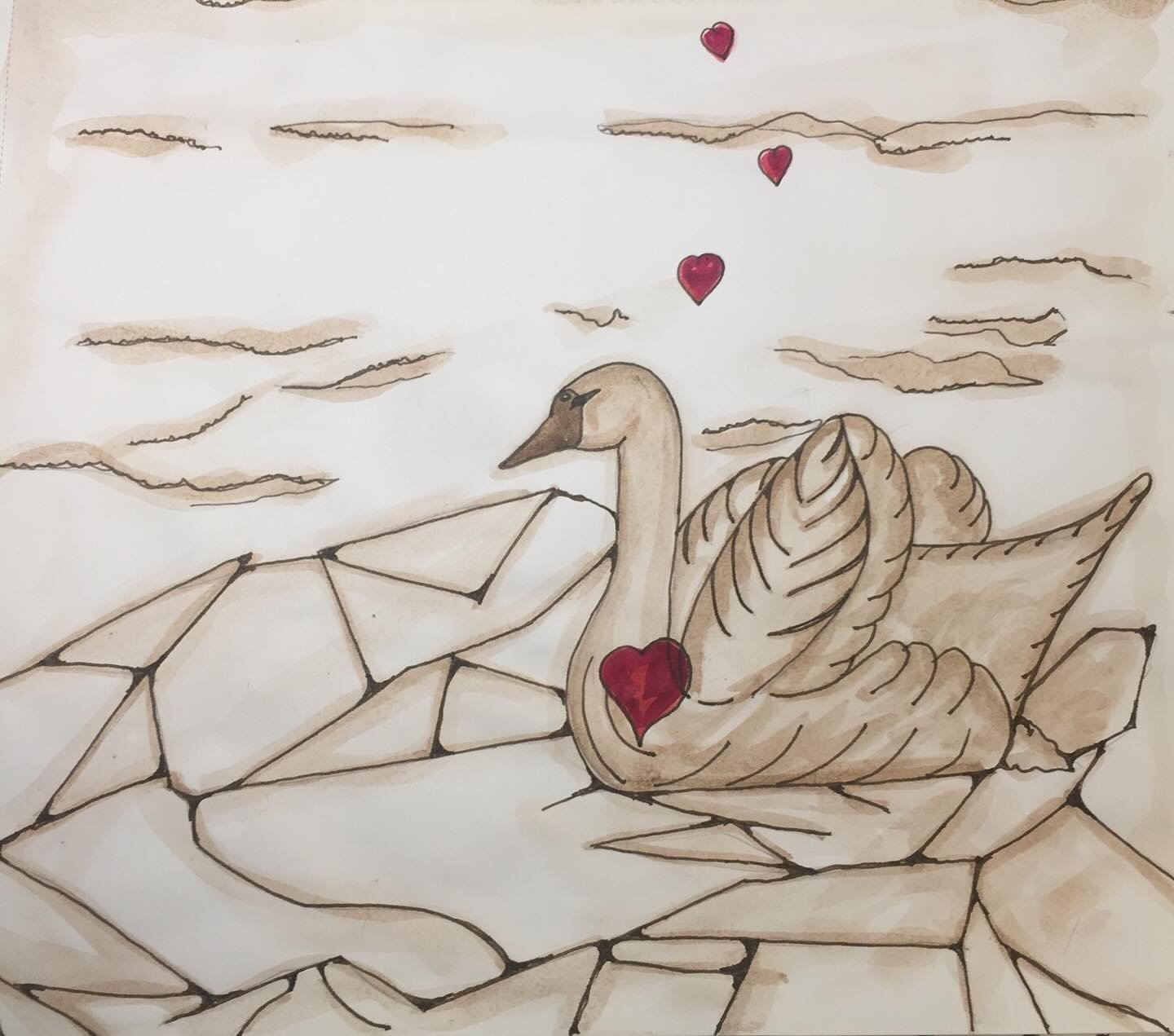 Love, watercolor, ink, quick sketch.
#swan #bird #traditionalart #watercolor #quicksketch #ink #blackwalnutink #valentine #valentinesday #love #hearts #waterways #nature