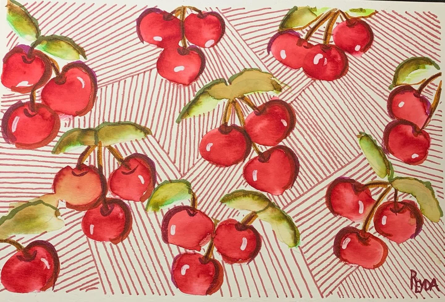 Cherries,
Quick sketch, watercolor, ink.
#cherries #presidentsday #red #traditionalart #quicksketch #classroondecorations #oldfashioned #watercolor #ink
