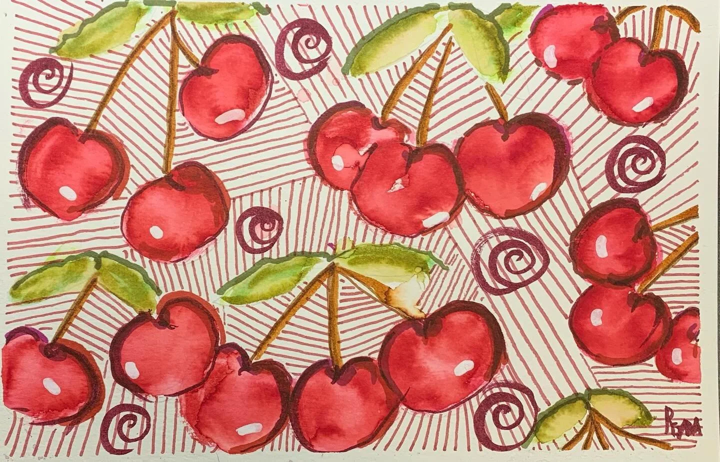 Cherries
Quick sketch , watercolor, ink.  #cherries #traditionalart #cherries🍒 #ink #traditionalart #presidentsday