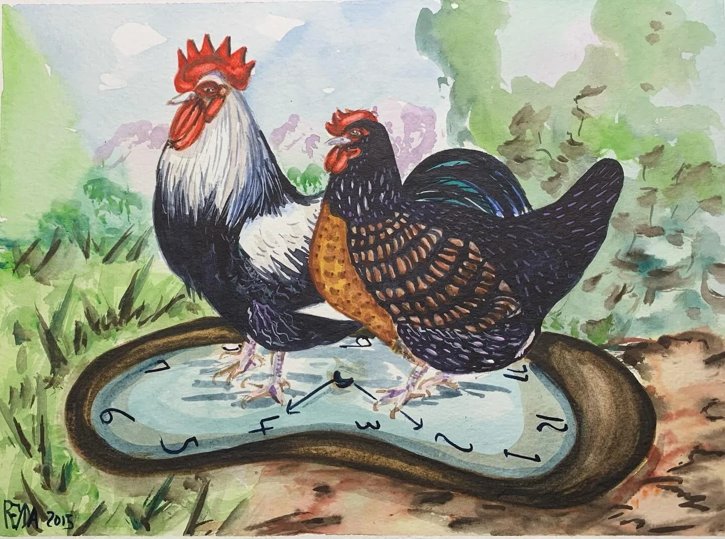 Chickens, watercolor.
#dorkings #eggs #eggpriductionisup #surburbanfarm #longerdays #chicktime #watercolor #traditionalart