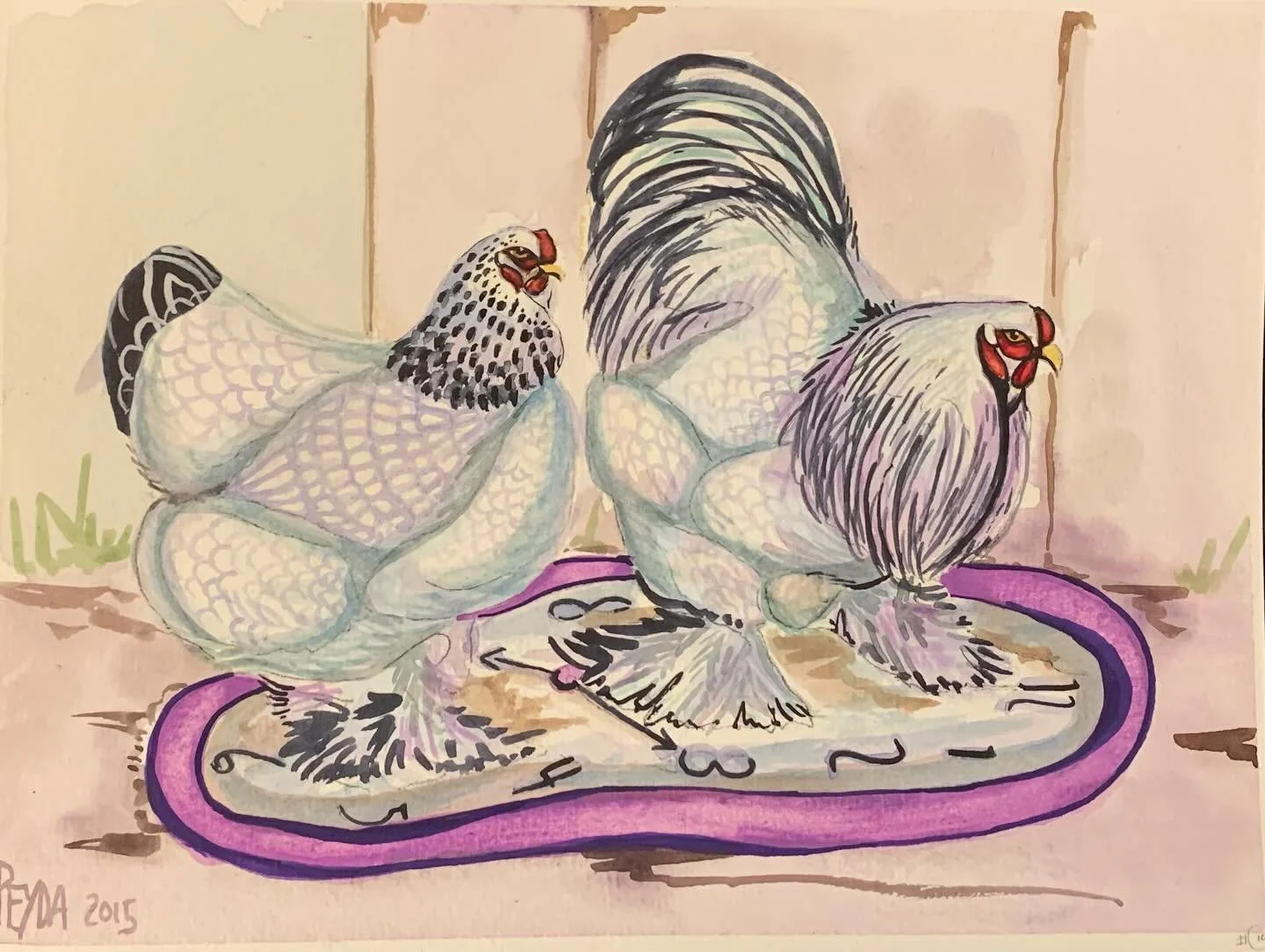 Chickens, watercolor.
#chickens #eggs #eggproduction #chicktime #traditionalart #watercolor #lightbranmas