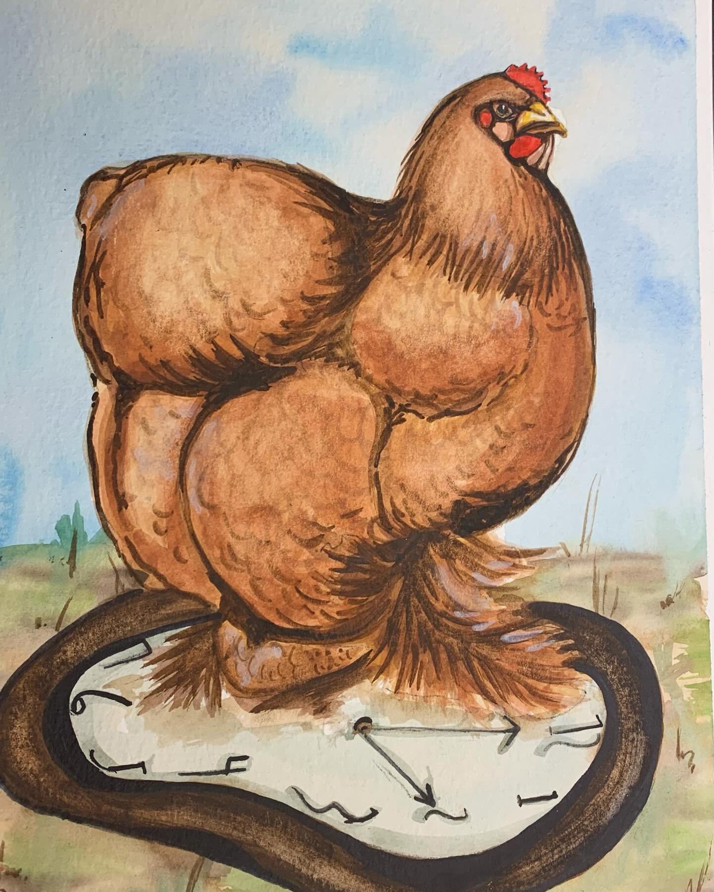 Buff  Orpington, watercolor.
#watercolor #chickens #traditionalart #eggproductionup #Spring #surburbanfarm #chicktime #eggs