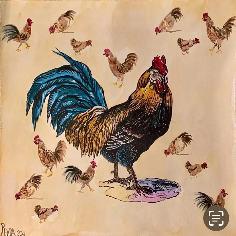 Rooster, watercolor.
#watercolor #rooster #chickens #traditionalart #Spring