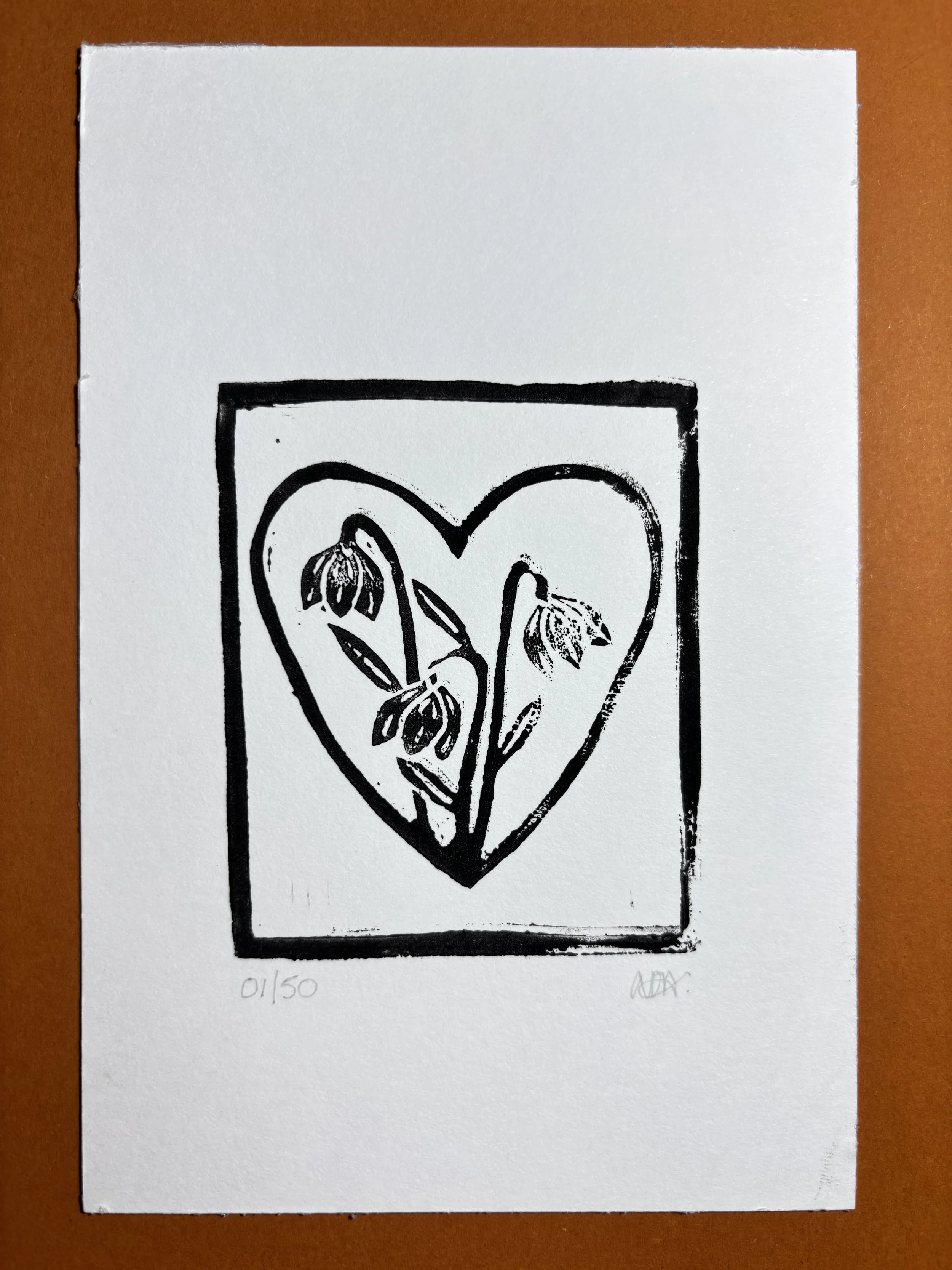 Aileach Moon Original Print Snowdrops A6 product.jpg