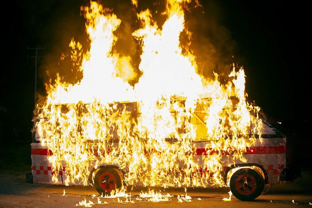  Adela Goldbard (Mexico City, Mexico, 1979),  Microbus , 2014, Still from 4K video projected in HD with stereo sound 4 min. 38 sec. © Adela Goldbard. Photo Courtesy: Adela Goldbard 