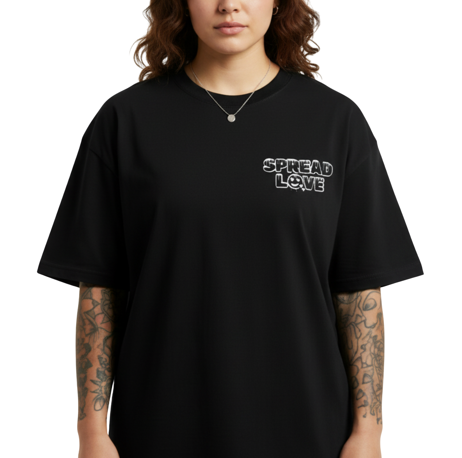 SPREAD LOVE TEE - FRONT - FEMALE MODEL - OREO.png