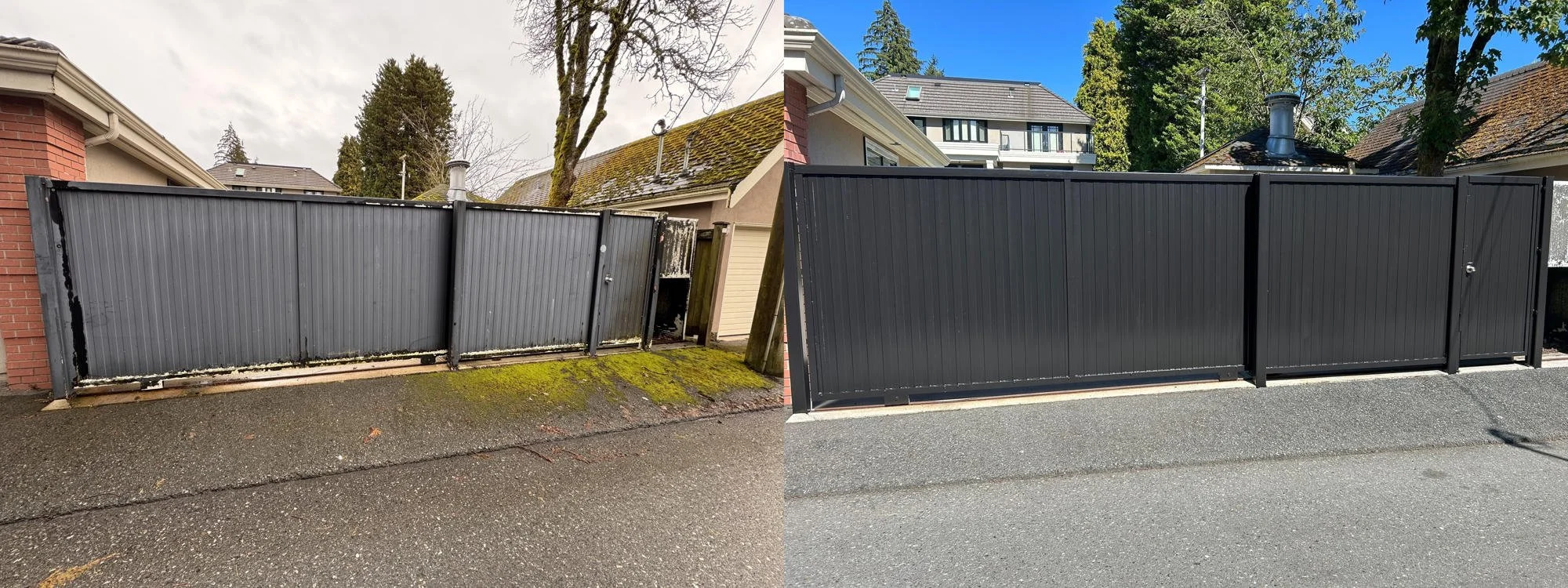 Fence before and after renovation
