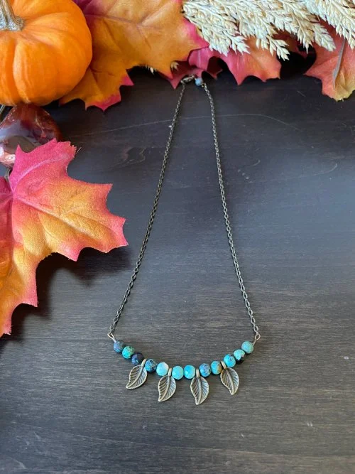 Falling Leaves Turquoise Necklace