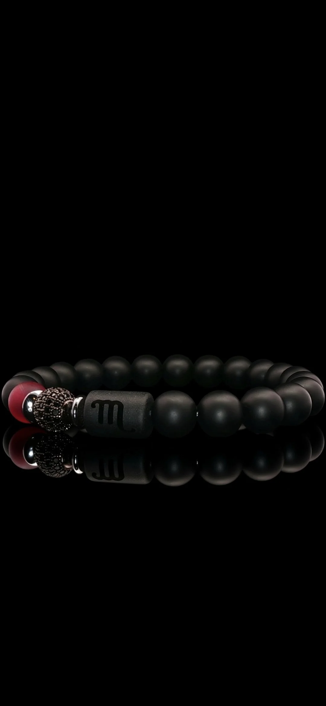 Onyx/Red Jade Chalcedony Zodiac Bracelet (10mm)