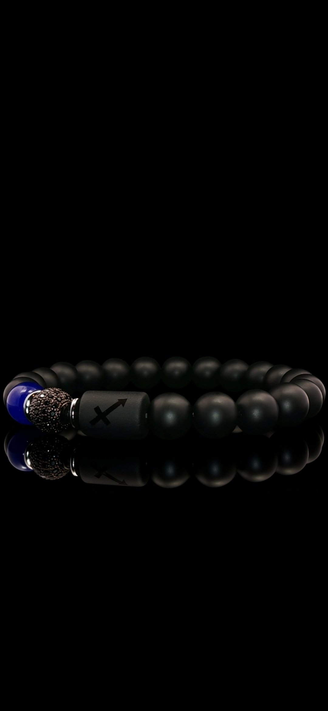 Onyx/Blue Jade Chalcedony Zodiac Bracelet (10mm)