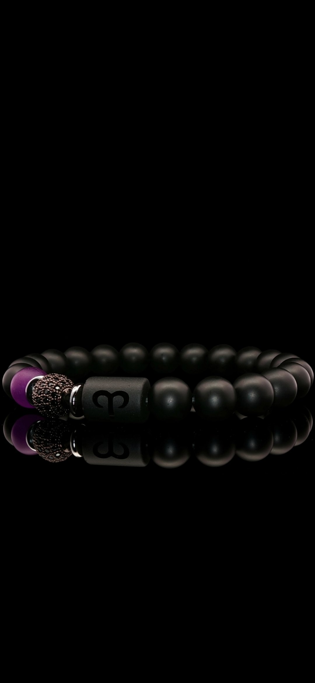 Onyx/Purple Jade Chalcedony Zodiac Bracelet (10mm)