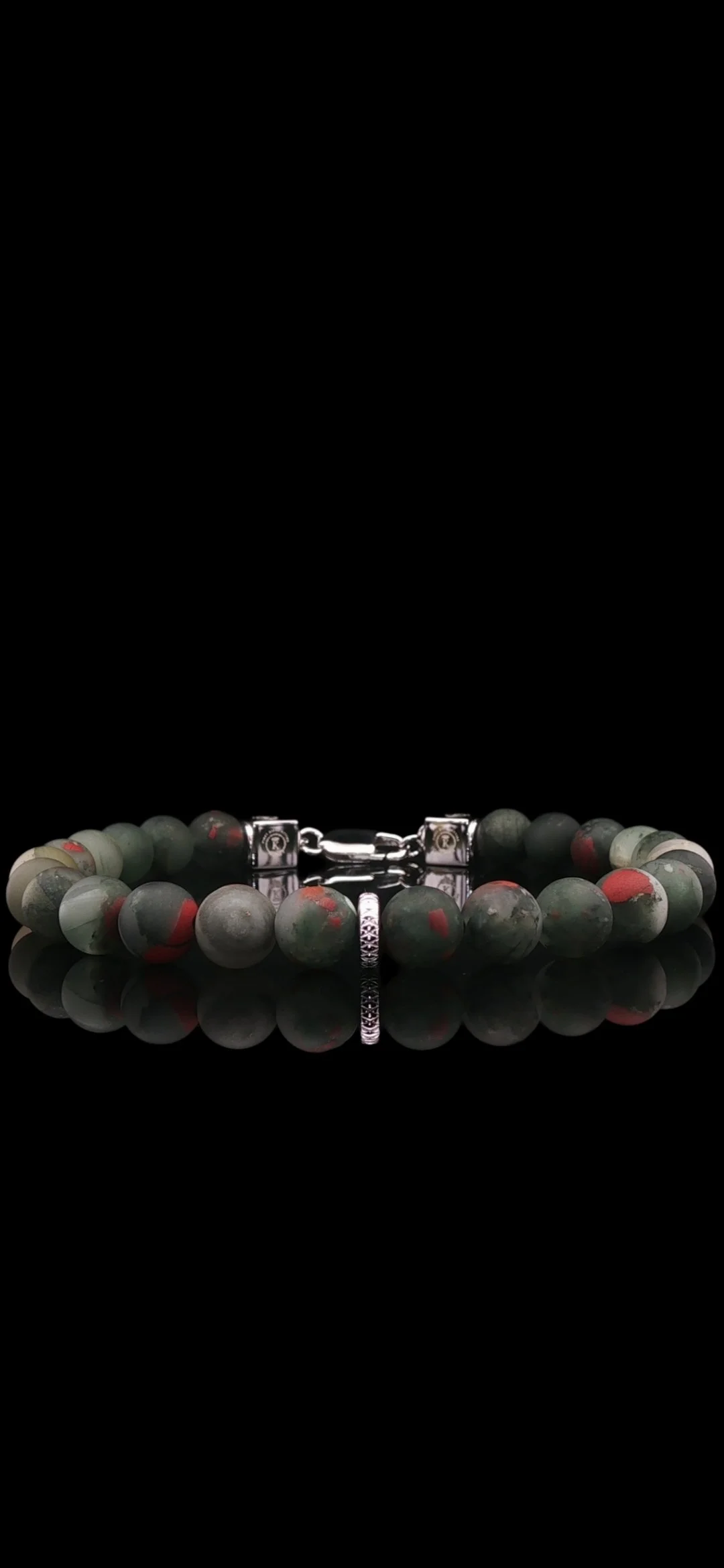 African Bloodstone Sterling Silver Bracelet (8mm)