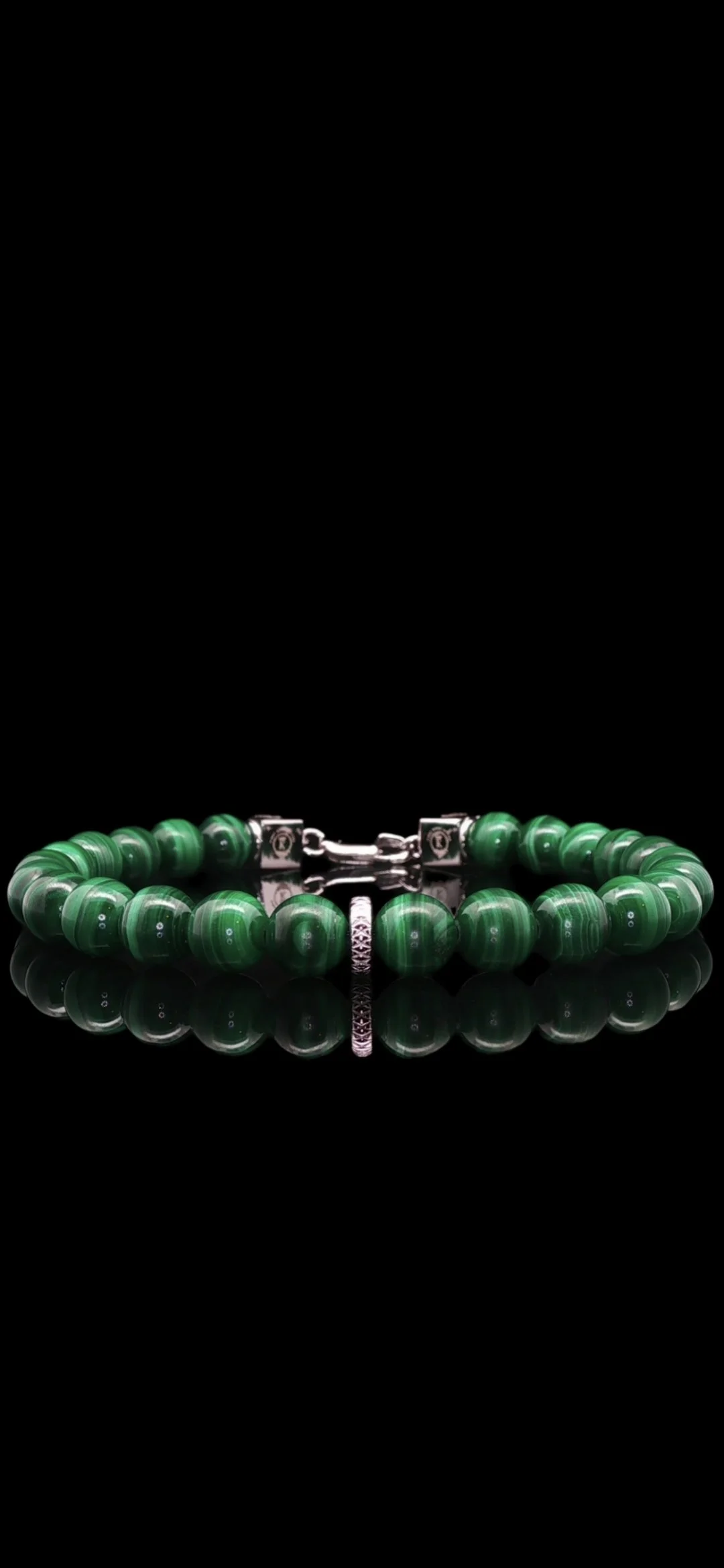 Malachite Sterling Silver Bracelet (8mm)