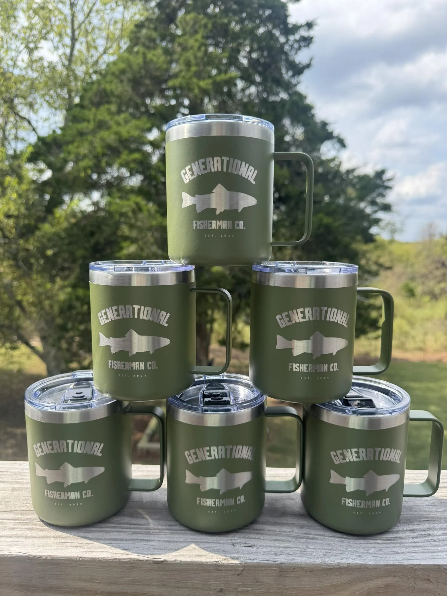 14oz Stainless Steel Travel Mug (Military Green)