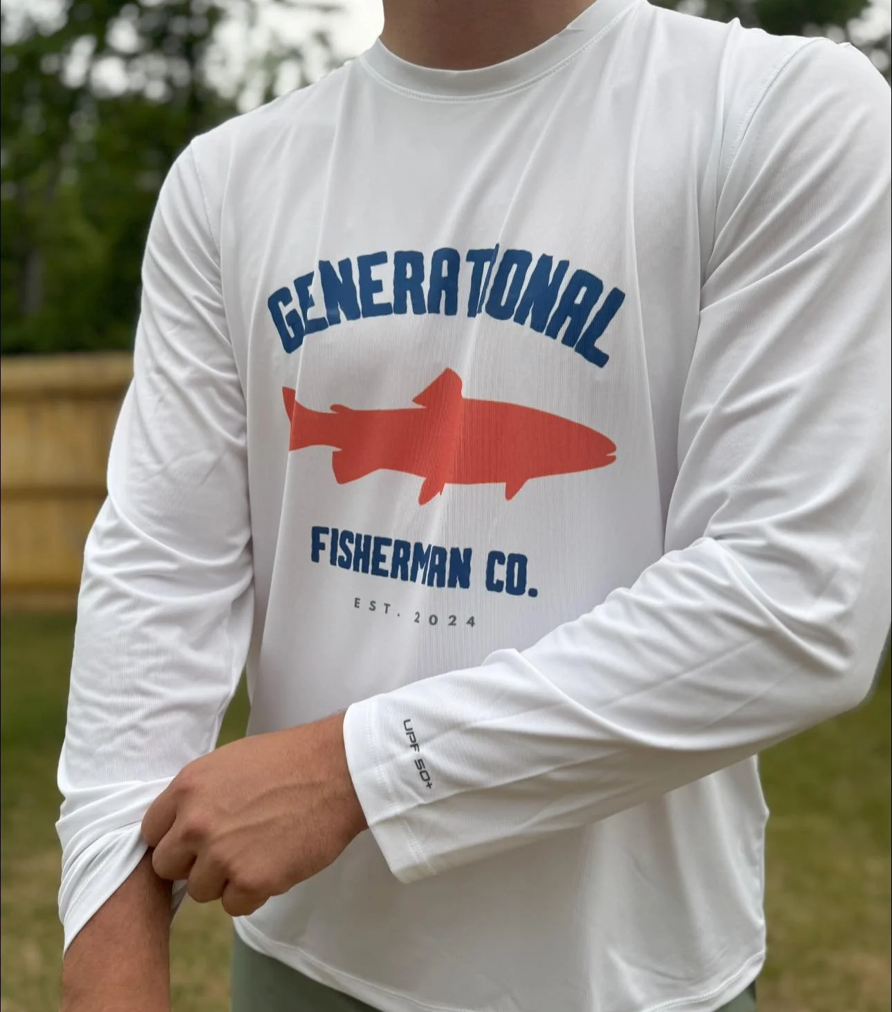 White Long Sleeve Fishing Shirt with UPF 50+ sun protection