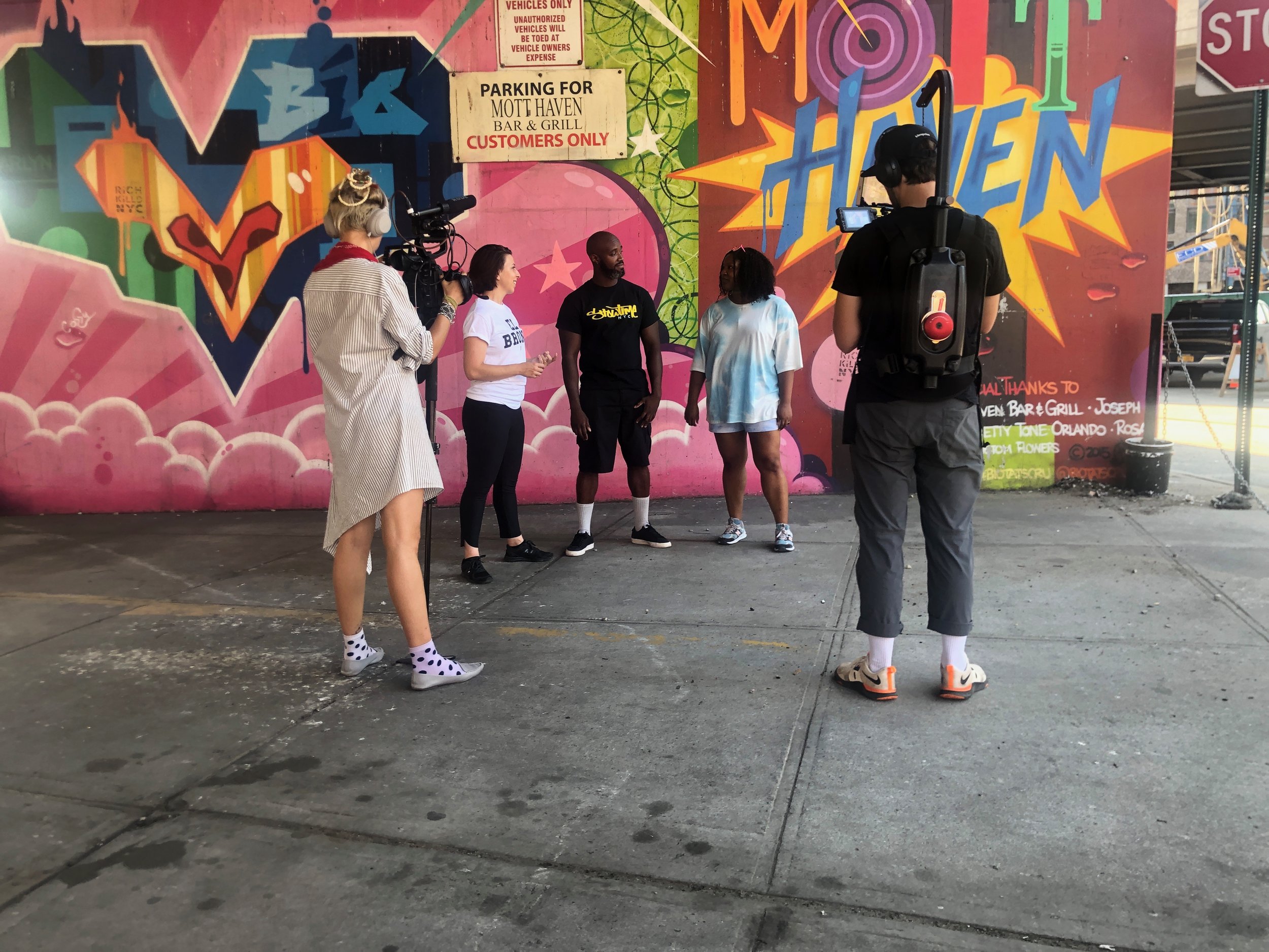 Wildkard and Mr. Ocean being interviewed by Mickela Mallozzi in the South Bronx (2021)