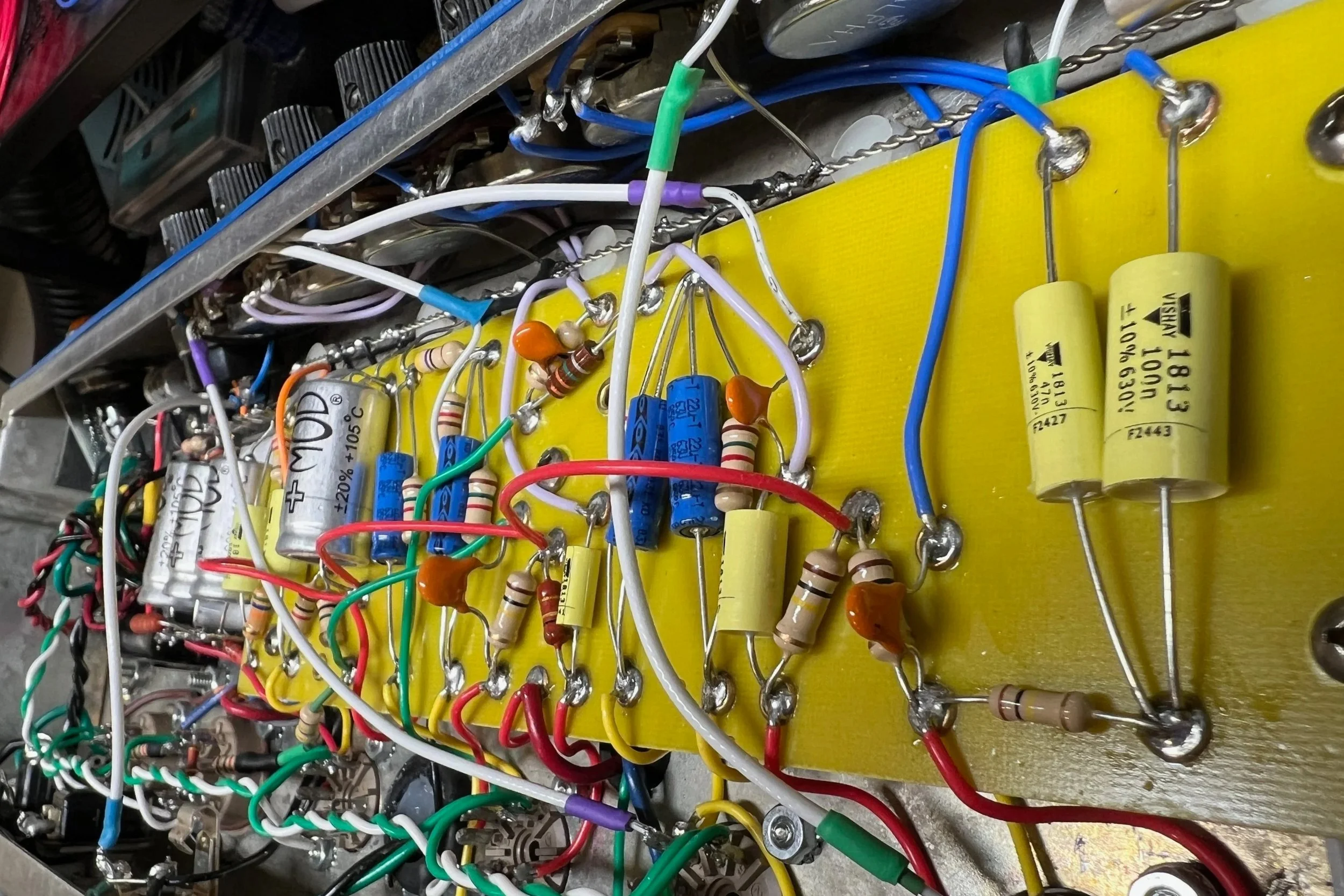 Custom build:  Music Master Bass chassis to Princeton-esque Reverb w/ dwell control, adjustable negative feedback, mids pot, larger output transformer, and various other mods