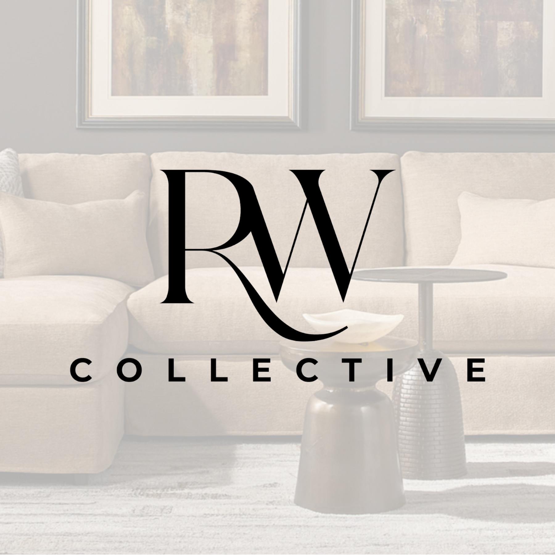 Logo of RW Collective with decorative background.