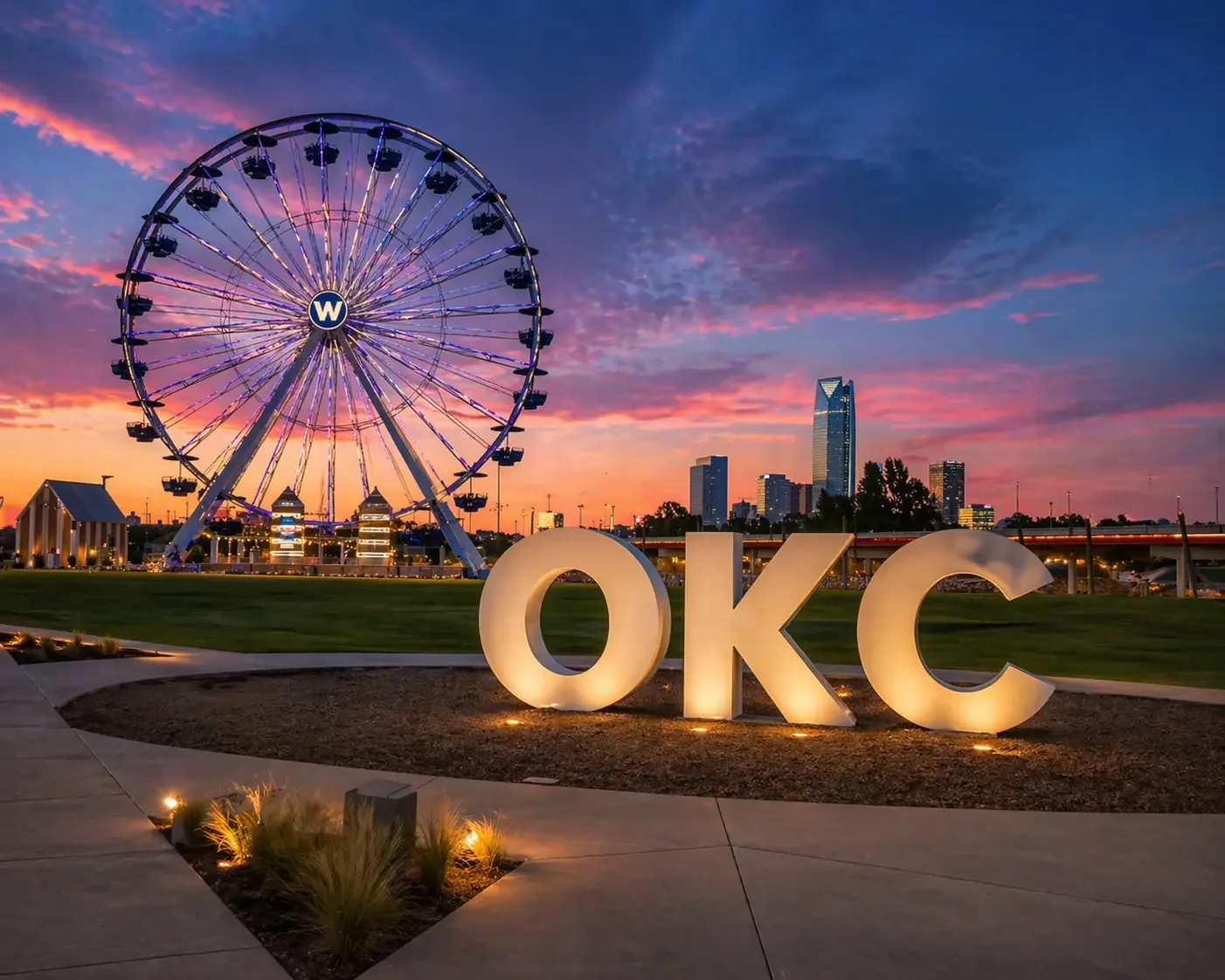 OKC Sunset Ferris Wheel Downtown