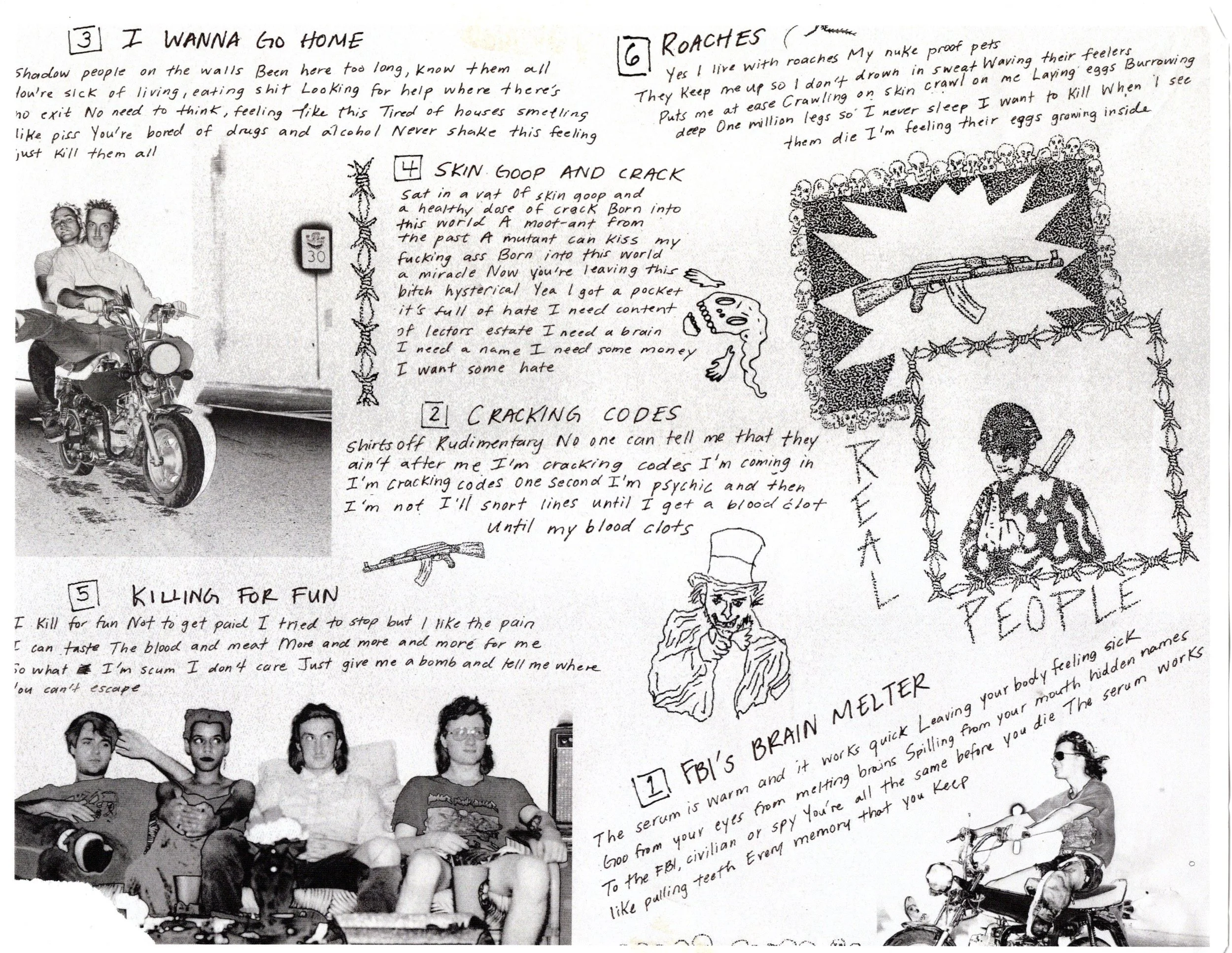 lyrics sheet found in real people give guns to hong kong tape 