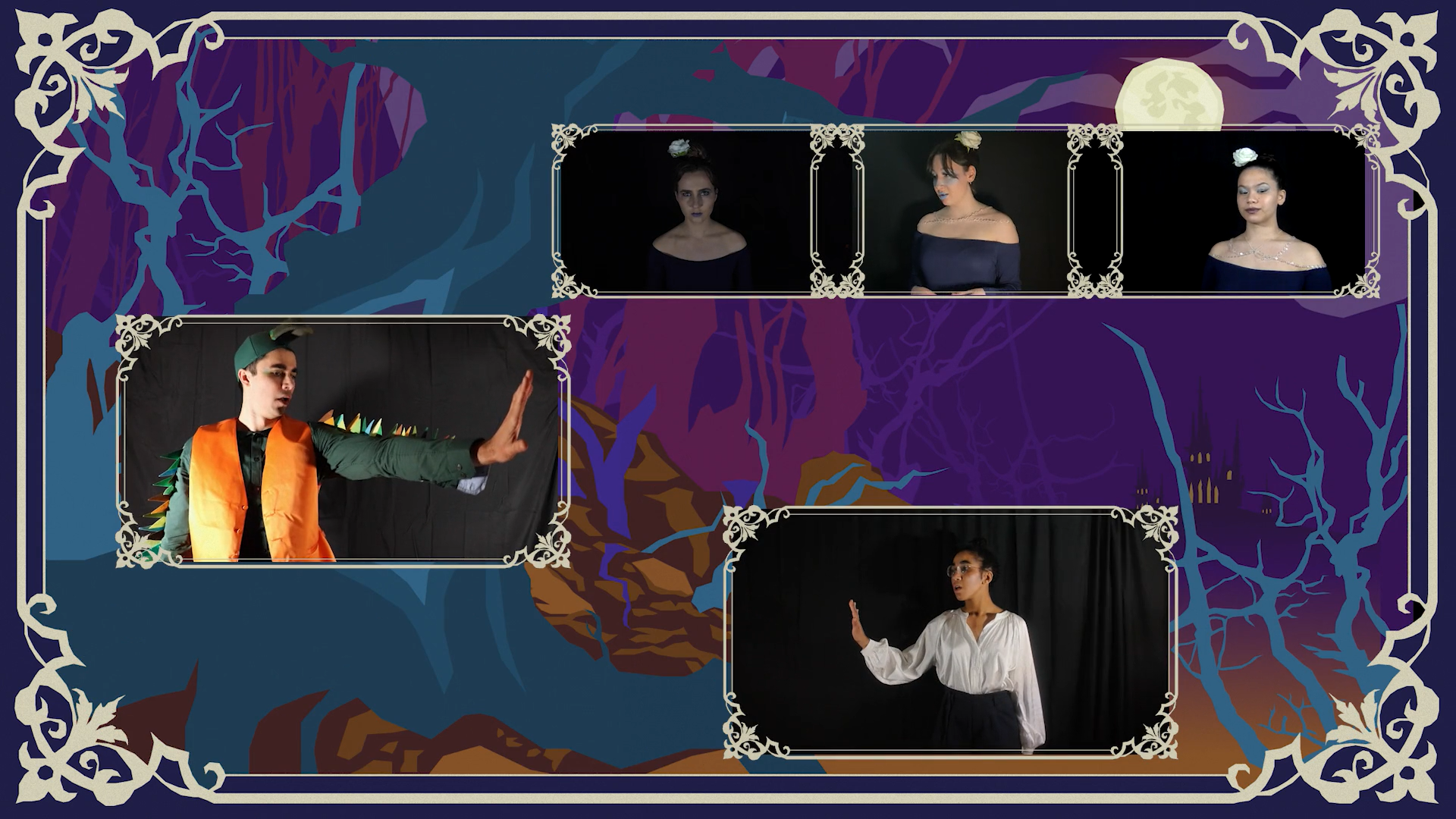 Papageno, Prince Tamino, and the witches.