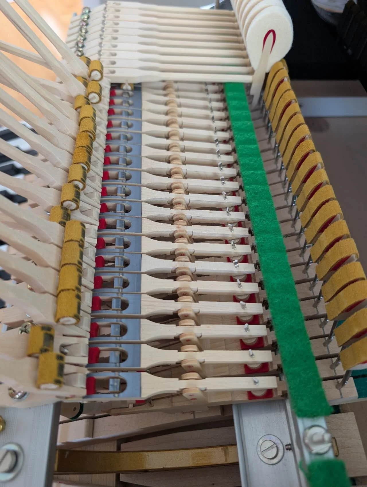 Pristine piano hammers on a used Pearl River grand piano - expert piano services
