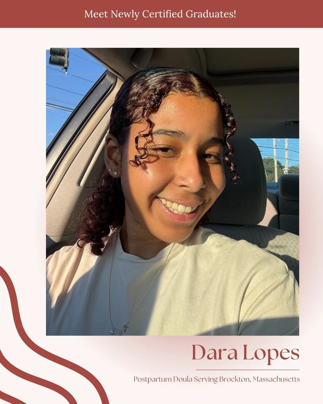 Please welcome Dara Lopes, a newly certified Postpartum Doula now serving families in Brockton, Massachusetts! @daraluanyy 
Dara brings warmth, joy, and a calming presence to the families she supports. She is passionate about helping new parents nav
