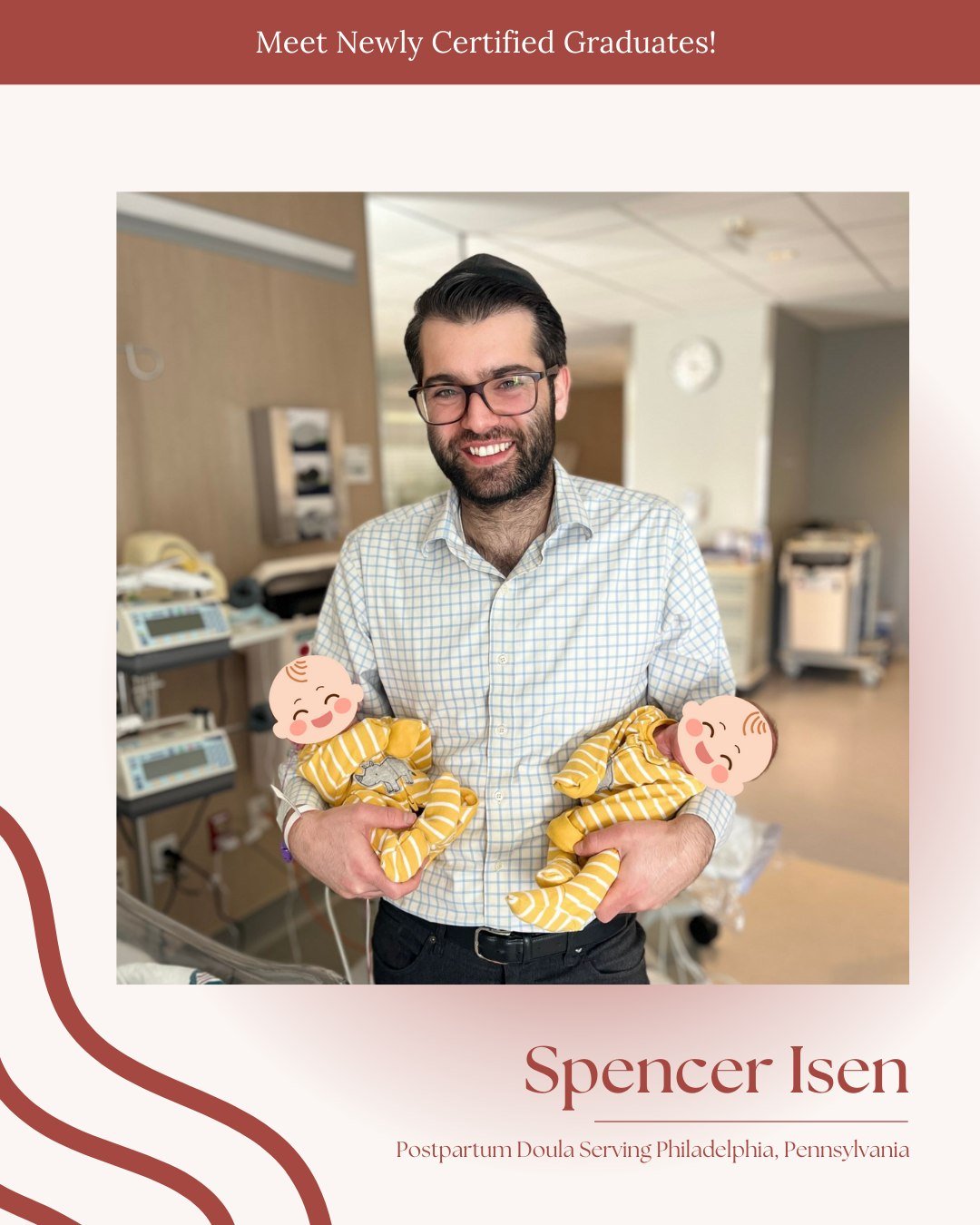 Meet Spencer Isen, a newly certified Postpartum Doula proudly serving families in Philadelphia, Pennsylvania. @the.shoshana 

Spencer&rsquo;s journey into doula work is rooted in lived experience and deep compassion. As shared by his wife&mdash;who e