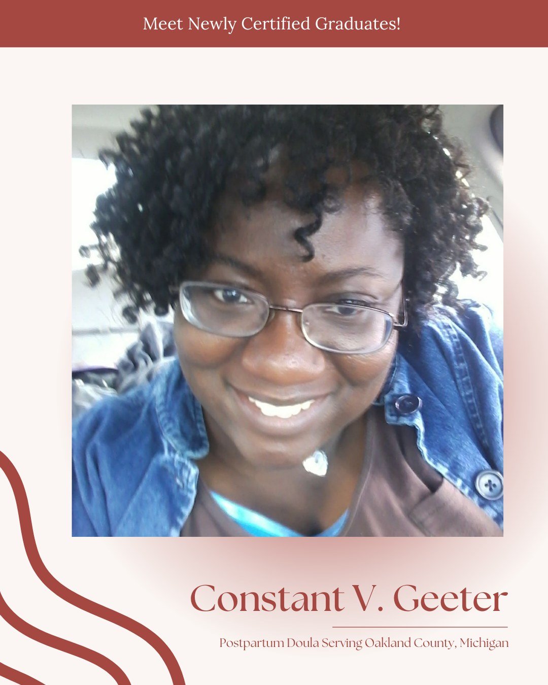 Let&rsquo;s celebrate Constant V. Geeter, a newly certified Postpartum Doula serving families in Oakland County, Michigan! @adora_doula 

Constant brings heart, patience, and wisdom to her postpartum care. Her dedication to supporting families throug
