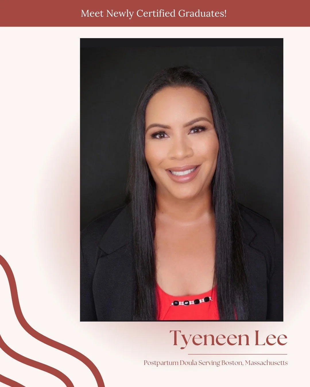 Say hello to Tyeneen Lee, a newly certified Postpartum Doula serving families in Boston, Massachusetts. With a calm presence and a true heart for nurturing others, Tyeneen is committed to helping new parents feel supported, informed, and cared for du