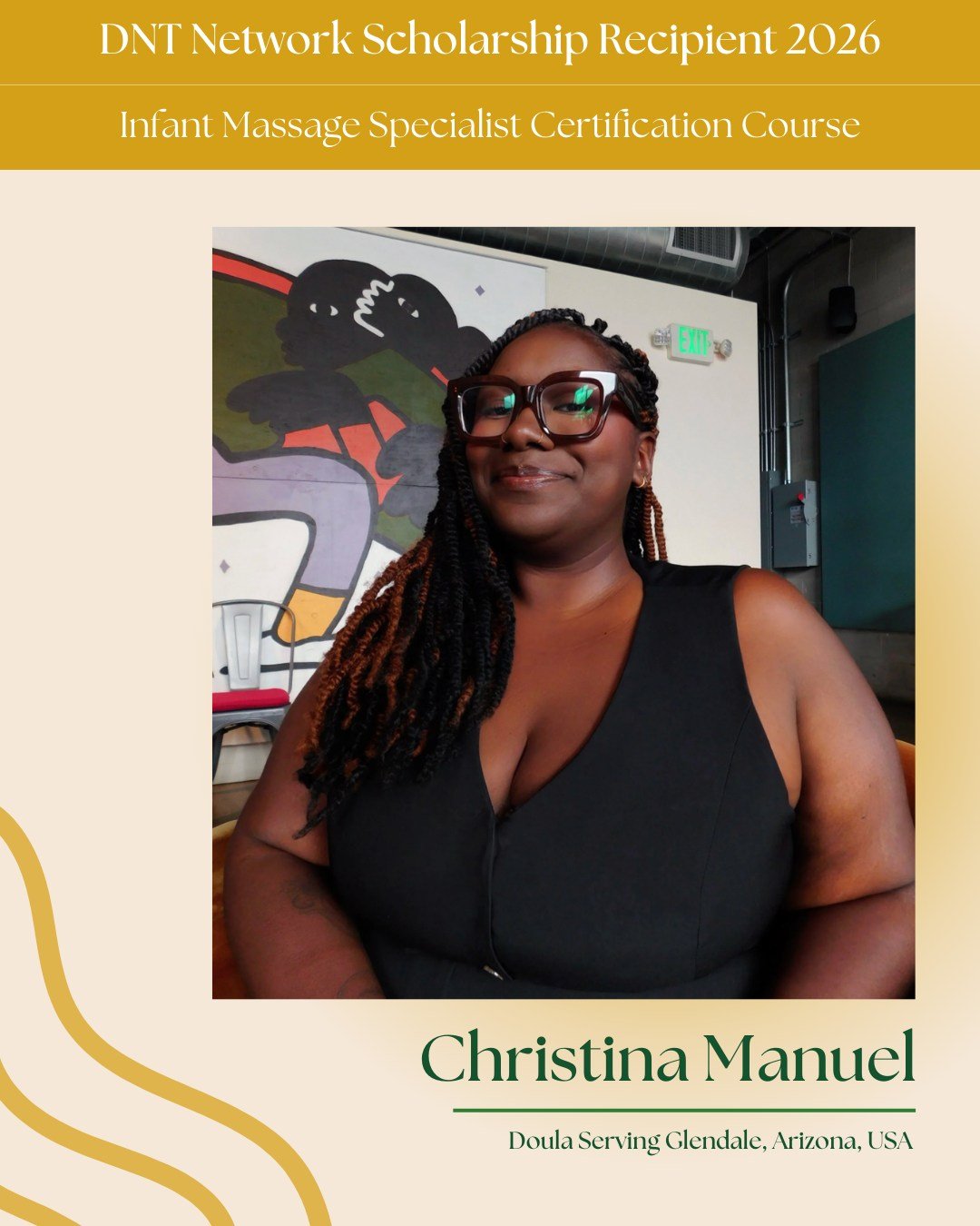 🎉 We&rsquo;re honored to announce Christina Manuel as a DNT Network Scholarship Recipient 2025 for the Infant Massage Specialist Certification Course! @heysteens 

Based in Glendale, Arizona, Christina is a Black queer doula whose work centers repro