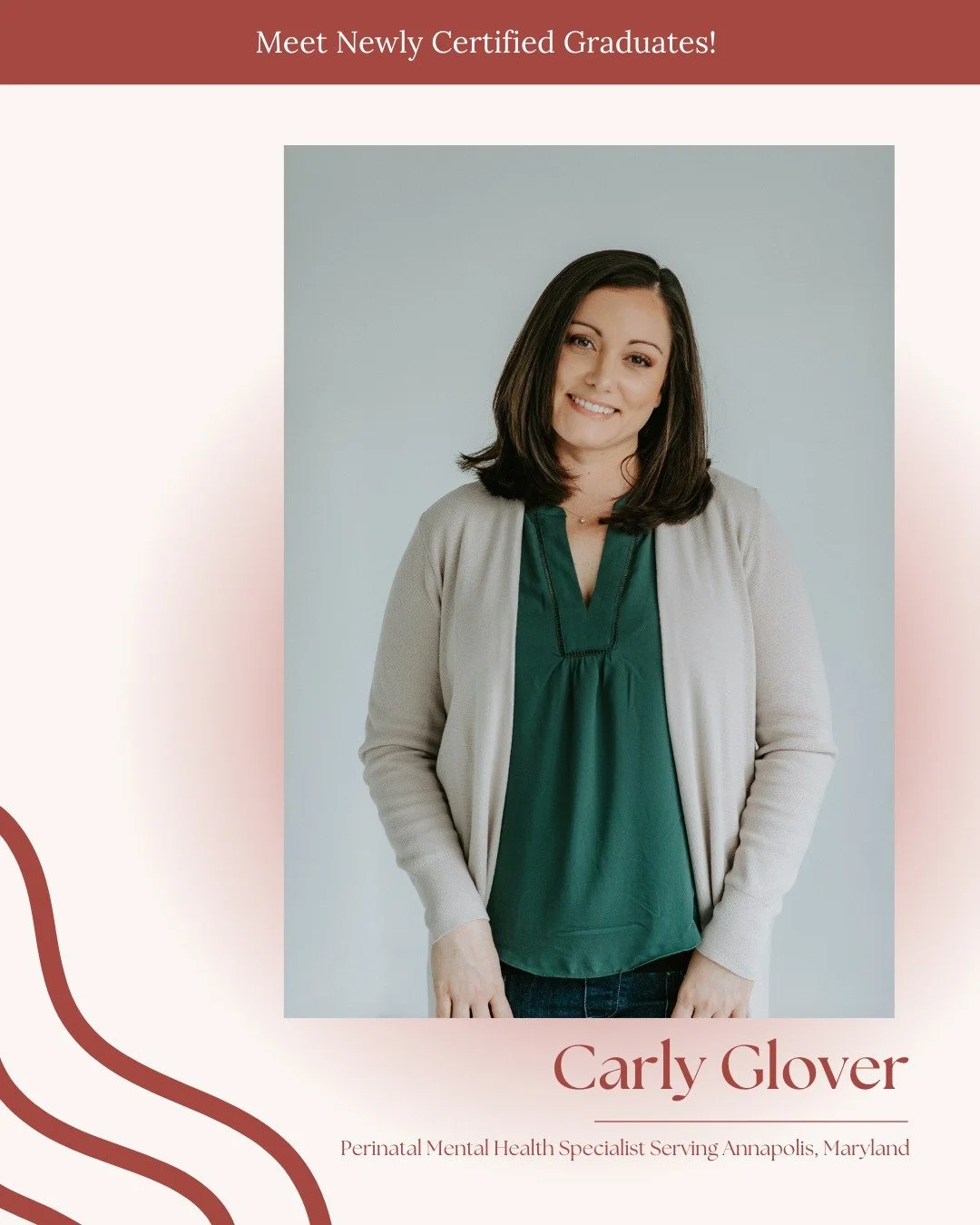 The perinatal season holds so much &mdash; joy, exhaustion, identity shifts, vulnerability. And no one should have to navigate it alone. @annapolisareadoulas 

We&rsquo;re honored to celebrate Carly Glover, now a certified Perinatal Mental Health Spe