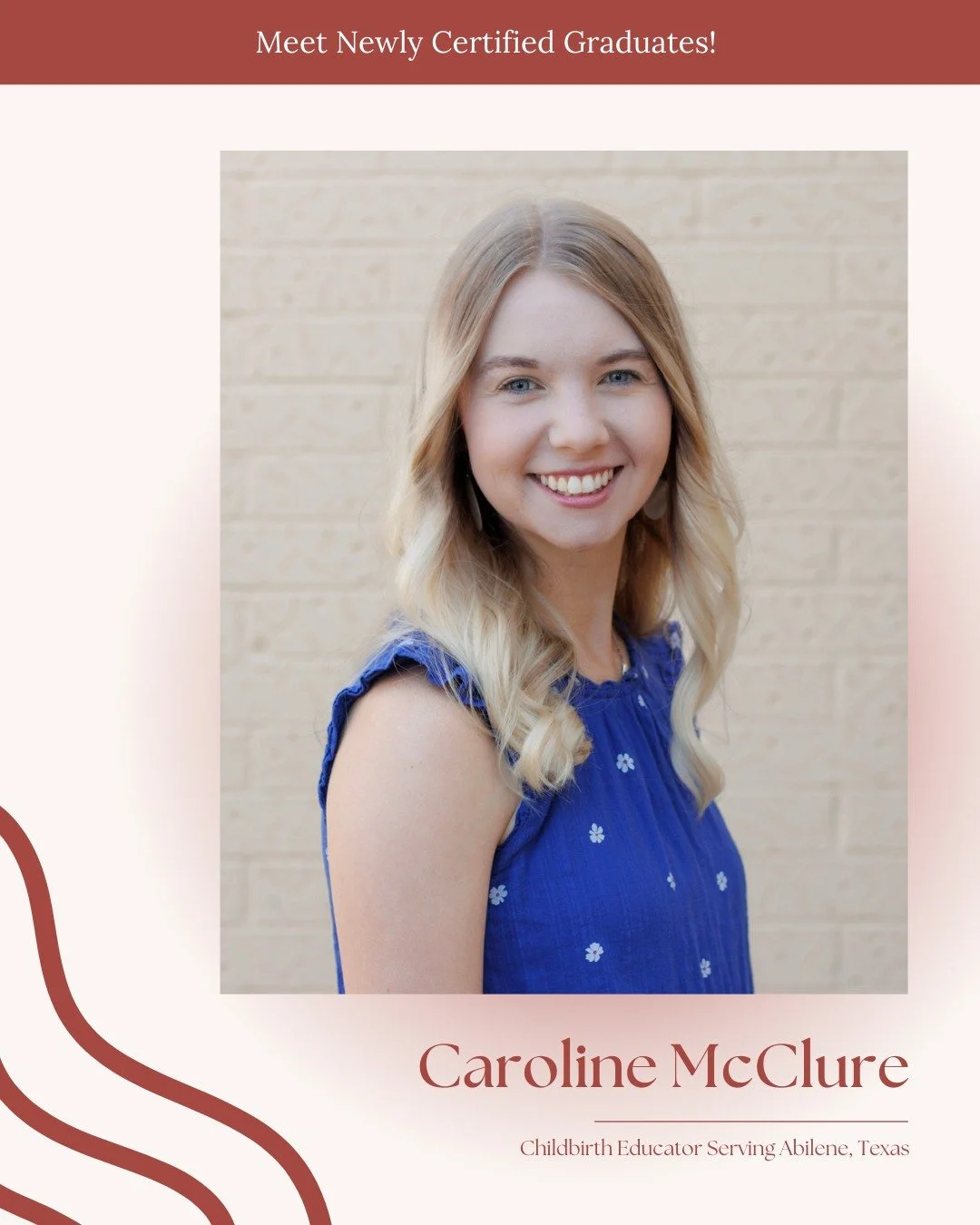 Getting ready for birth can bring up a lot of questions, and having the right education can make such a difference.

We&rsquo;re happy to celebrate Caroline McClure, now a certified Childbirth Educator serving families in Abilene, Texas. Caroline is 