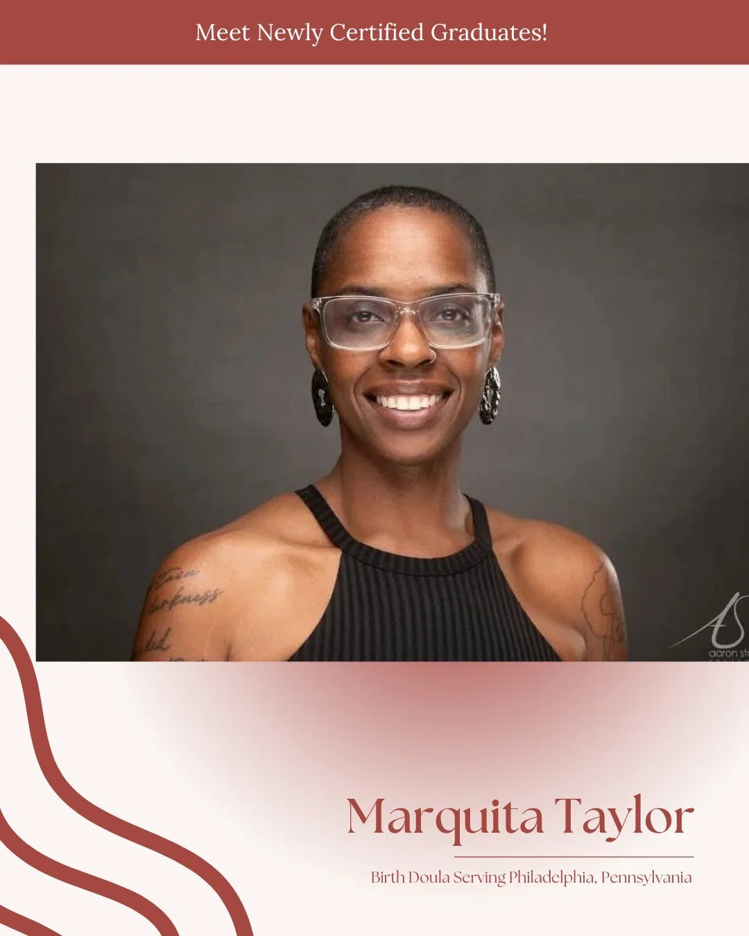 We&rsquo;re excited to celebrate Marquita Taylor, now a certified Birth Doula serving families in Philadelphia, Pennsylvania. Marquita is stepping into this work ready to support, advocate, and help families feel seen and supported throughout their b