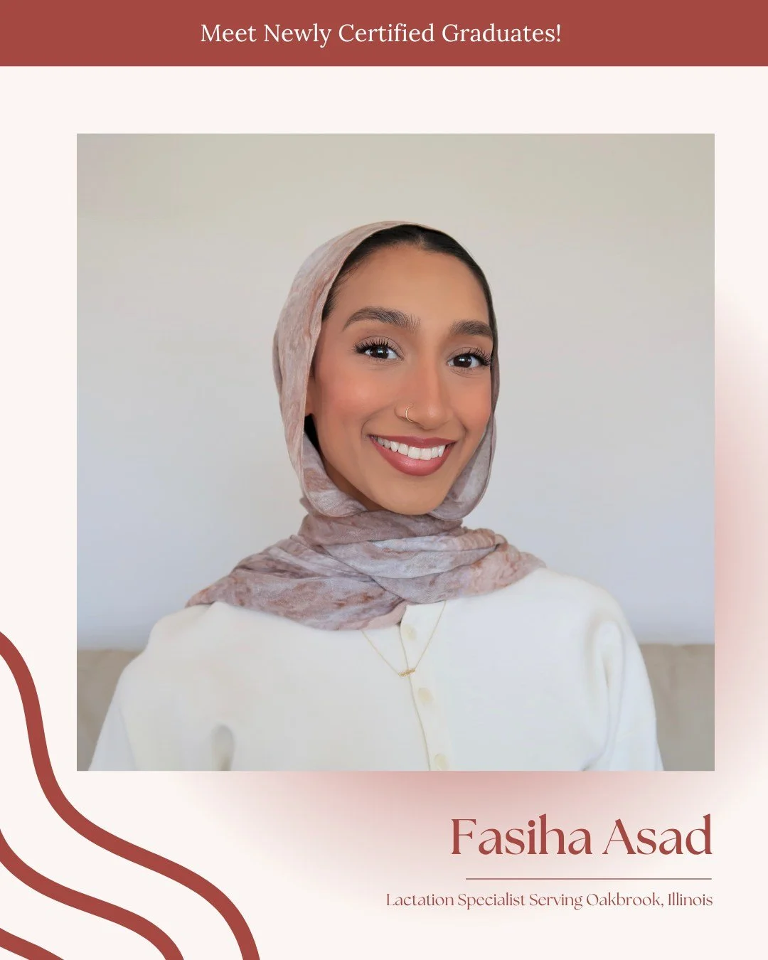 We&rsquo;re happy to celebrate Fasiha Asad, now a certified Lactation Specialist serving families in Oakbrook, Illinois. Fasiha is stepping into this work ready to support parents with care, encouragement, and practical help as they navigate feeding,