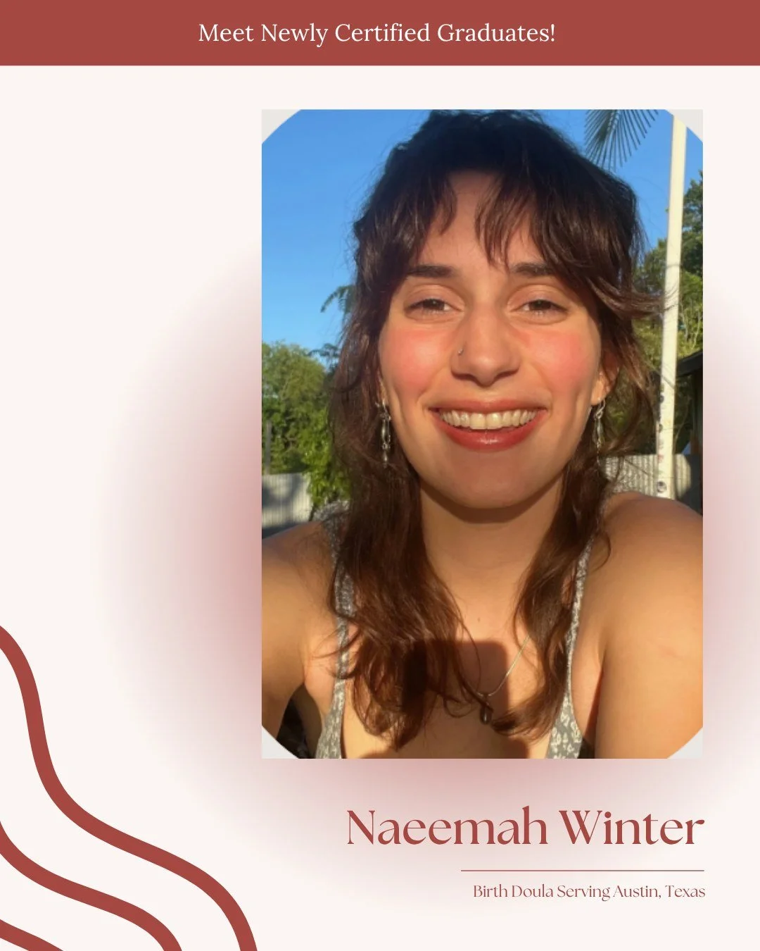 We&rsquo;re happy to celebrate Naeemah Winter, now a certified Birth Doula serving families in Austin, Texas. Naeemah is stepping into this work ready to support parents with encouragement, compassion, and a calming presence throughout pregnancy, lab